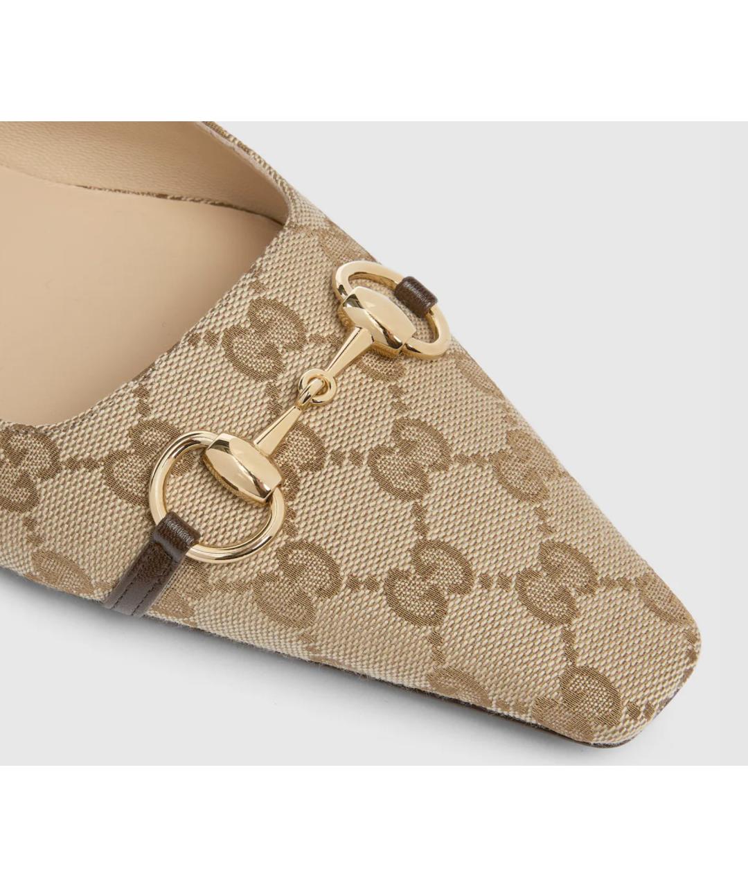 GUCCI Бежевые текстильные балетки, фото 4