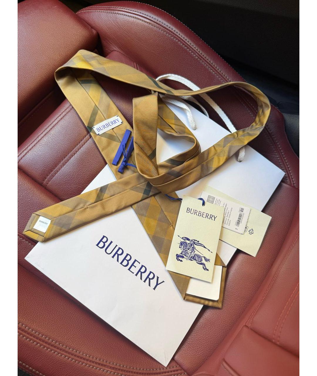 BURBERRY Бежевый галстук, фото 2