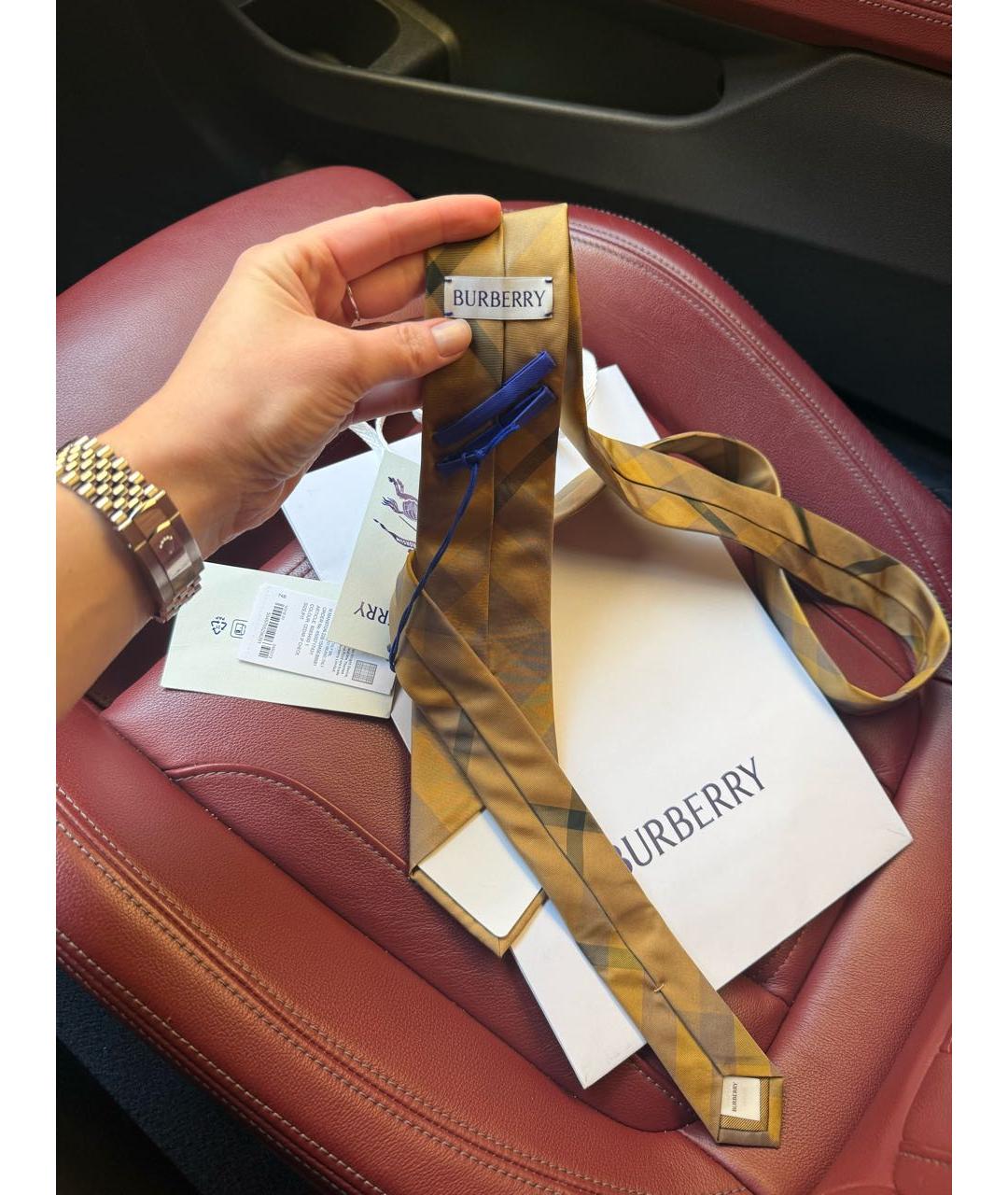 BURBERRY Бежевый галстук, фото 6