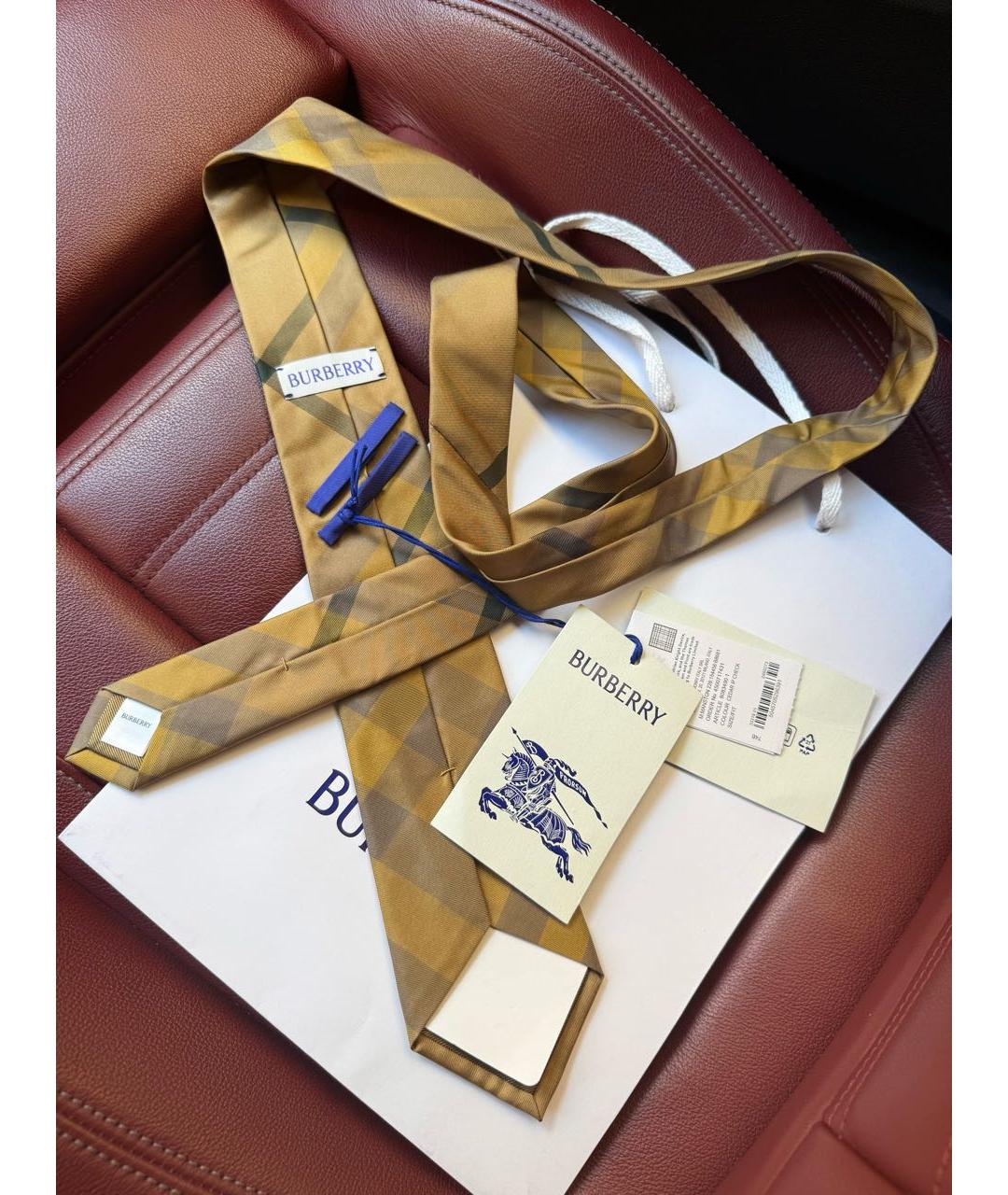 BURBERRY Бежевый галстук, фото 5