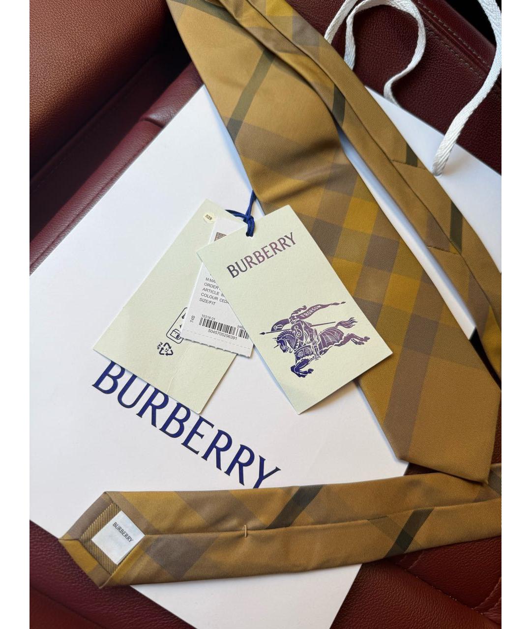 BURBERRY Бежевый галстук, фото 8