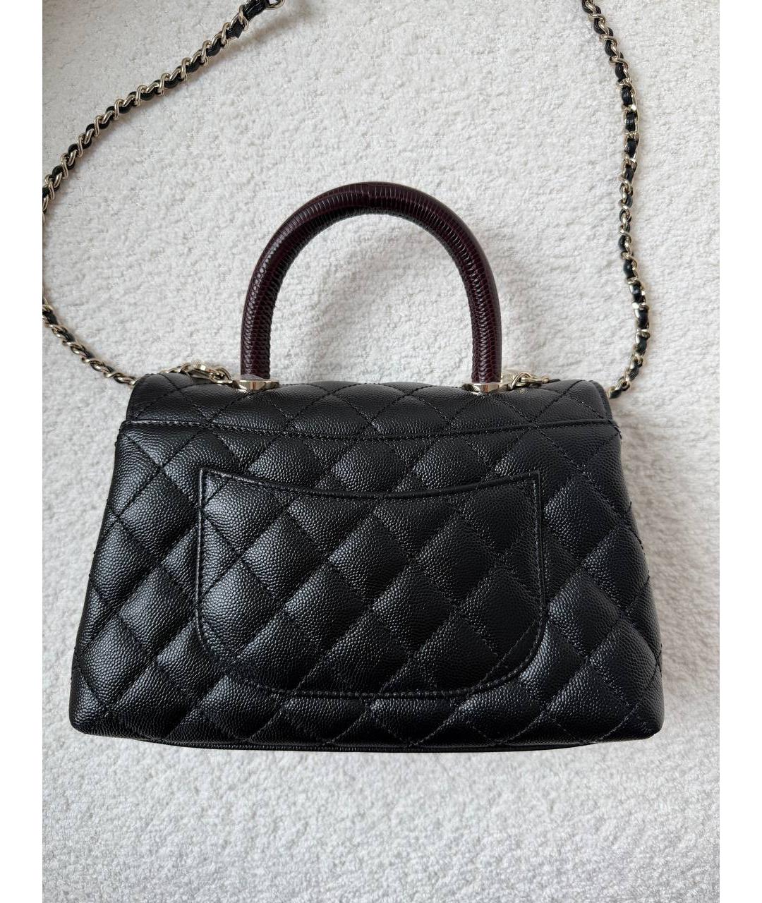 CHANEL Черная кожаная сумка с короткими ручками, фото 2