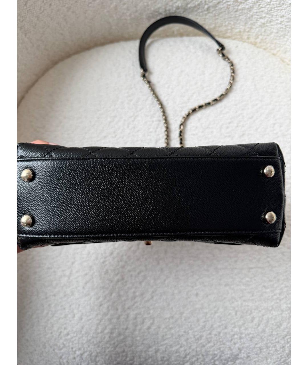 CHANEL Черная кожаная сумка с короткими ручками, фото 5