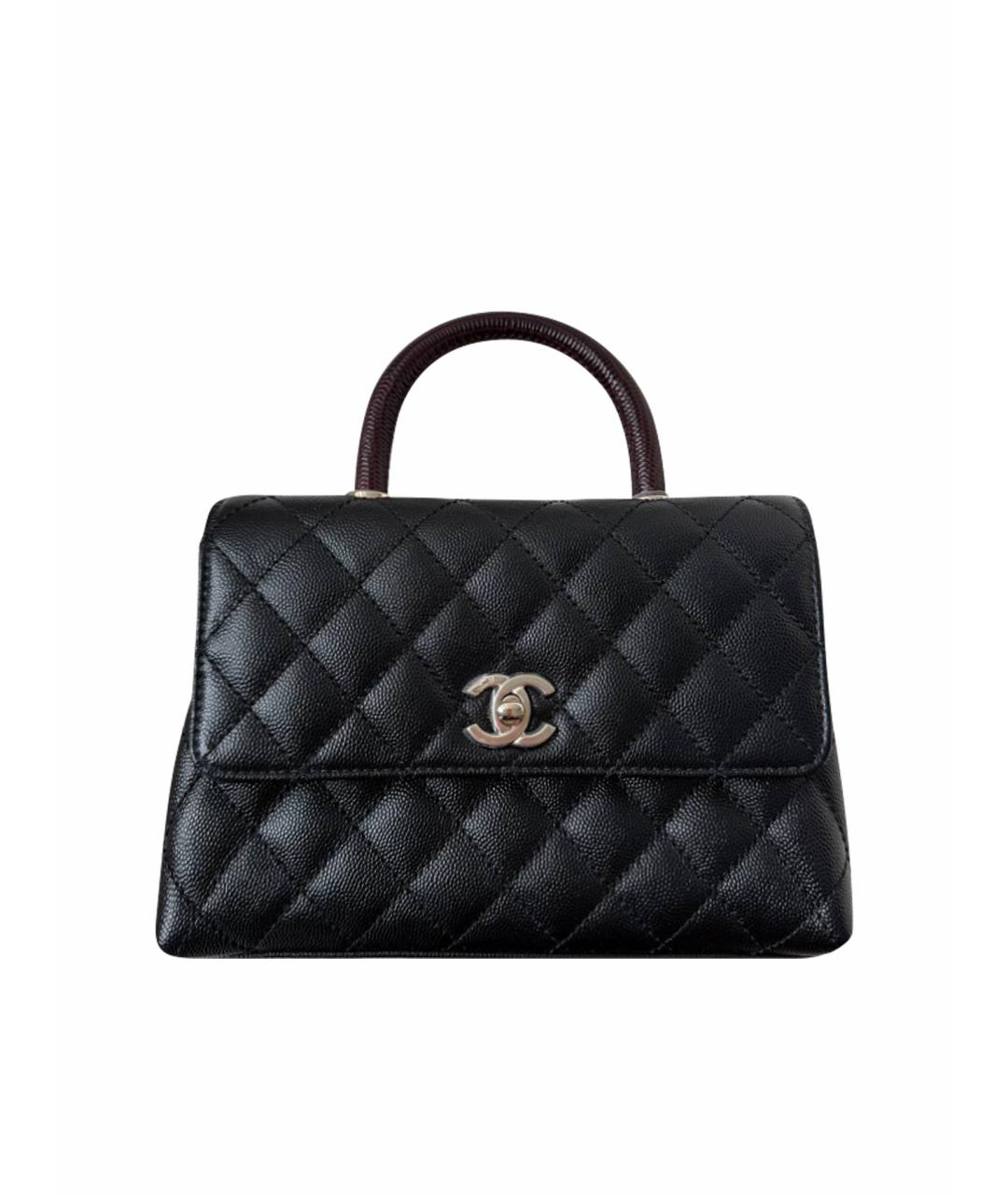 CHANEL Черная кожаная сумка с короткими ручками, фото 1