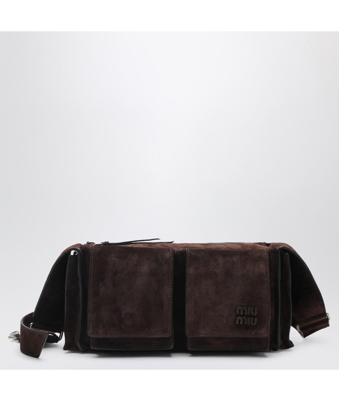 MIU MIU Коричневая замшевая сумка через плечо, фото 3