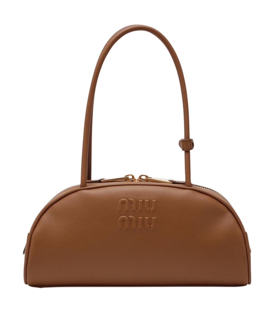 MIU MIU Коричневая кожаная сумка с короткими ручками, фото 1