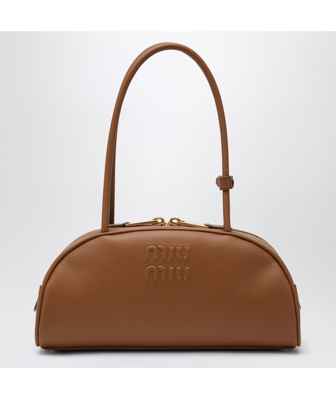 MIU MIU Коричневая кожаная сумка с короткими ручками, фото 3