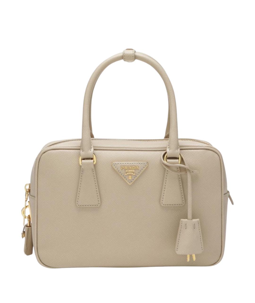 PRADA Бежевая кожаная сумка с короткими ручками, фото 1