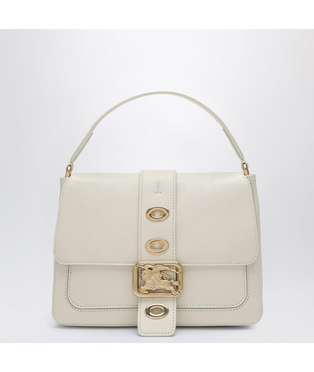 BURBERRY Бежевая кожаная сумка с короткими ручками, фото 3