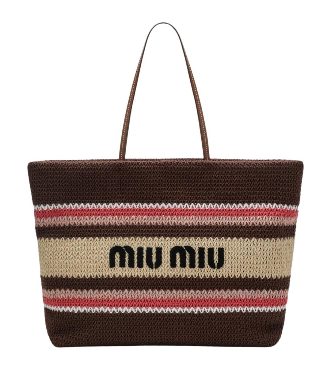 MIU MIU Коричневая пелетеная сумка тоут, фото 1