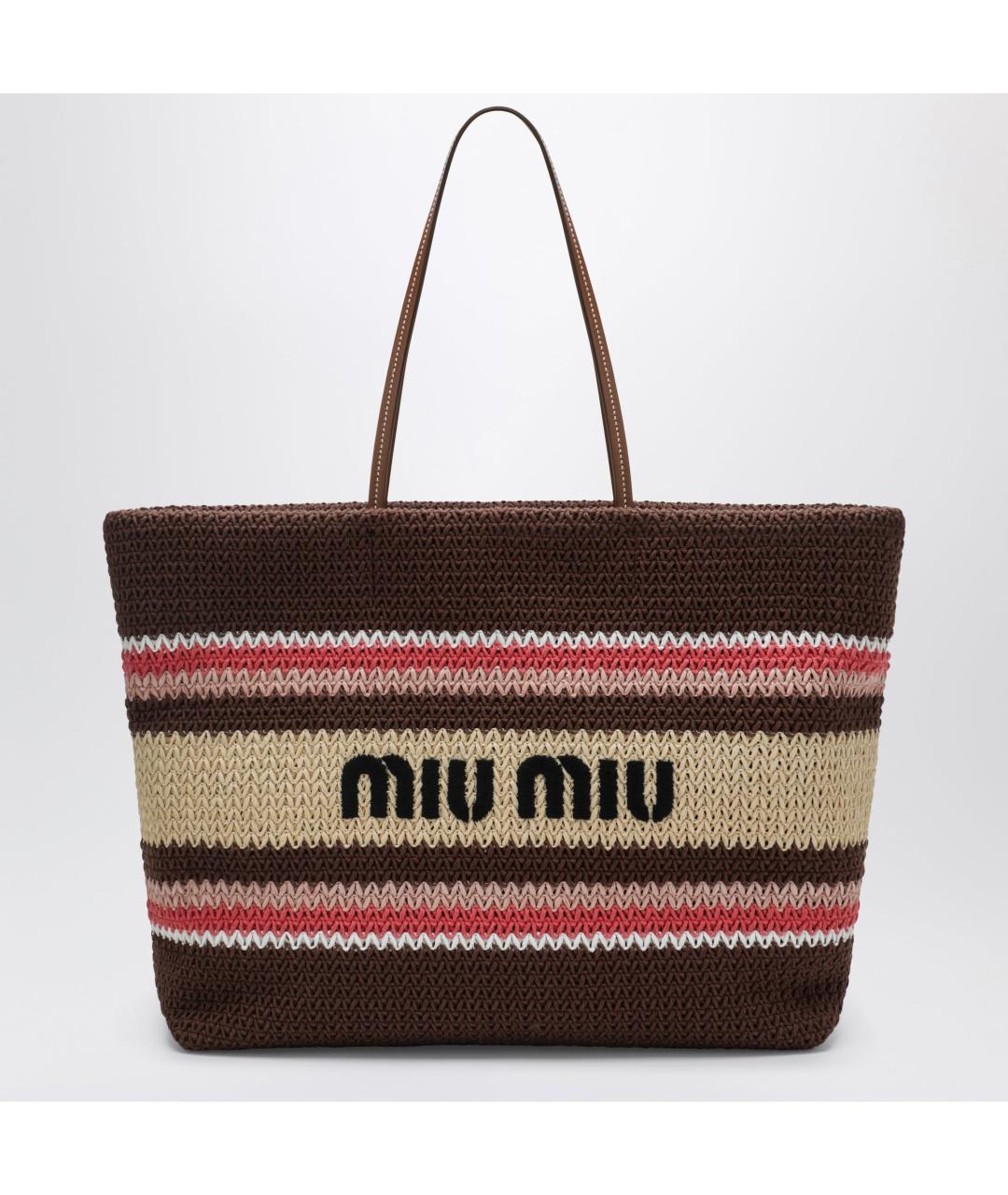 MIU MIU Коричневая пелетеная сумка тоут, фото 3
