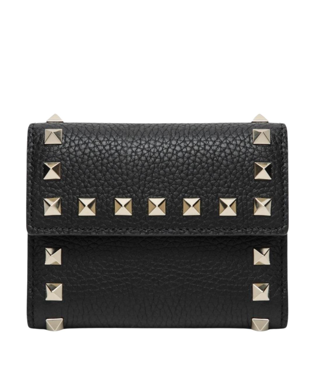 VALENTINO Черный кожаный кошелек, фото 1