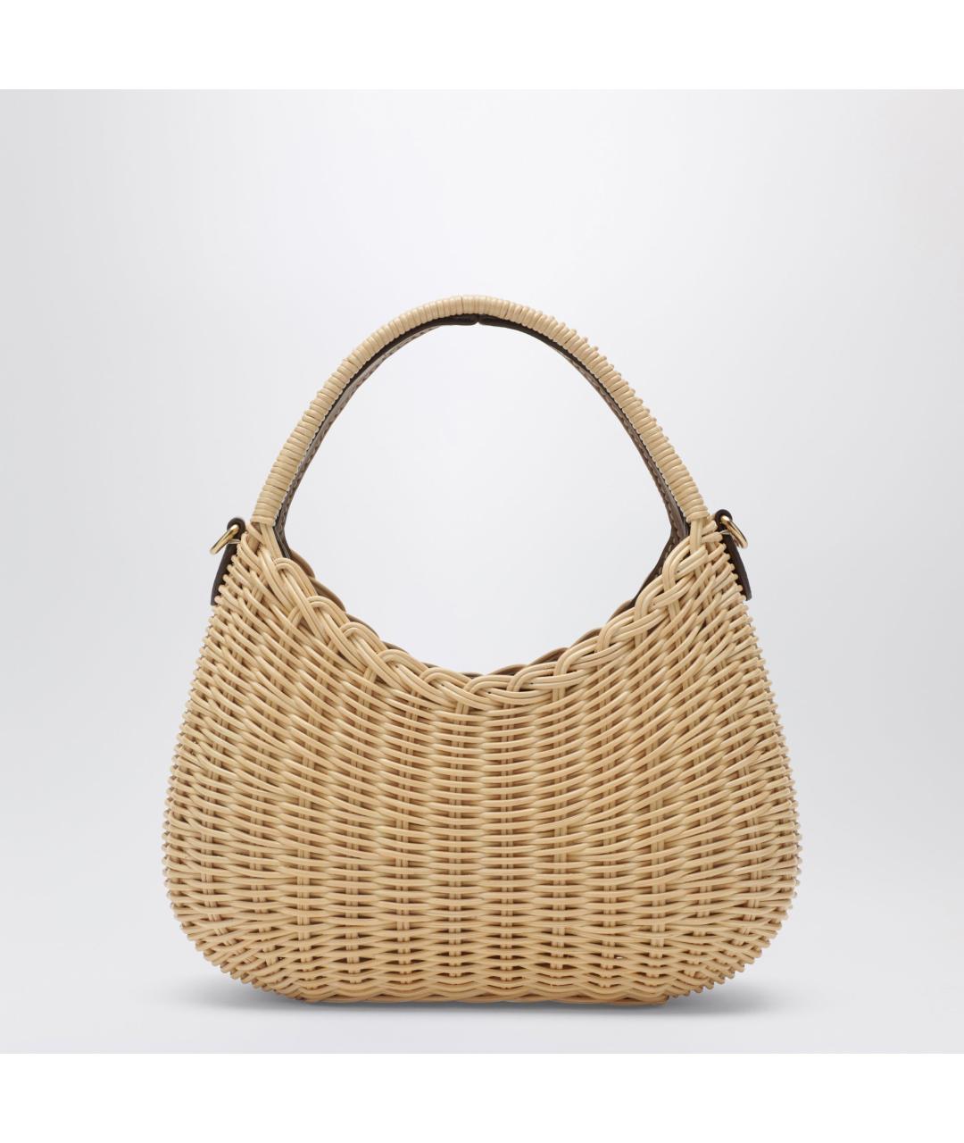 MIU MIU Бежевая пелетеная сумка с короткими ручками, фото 2