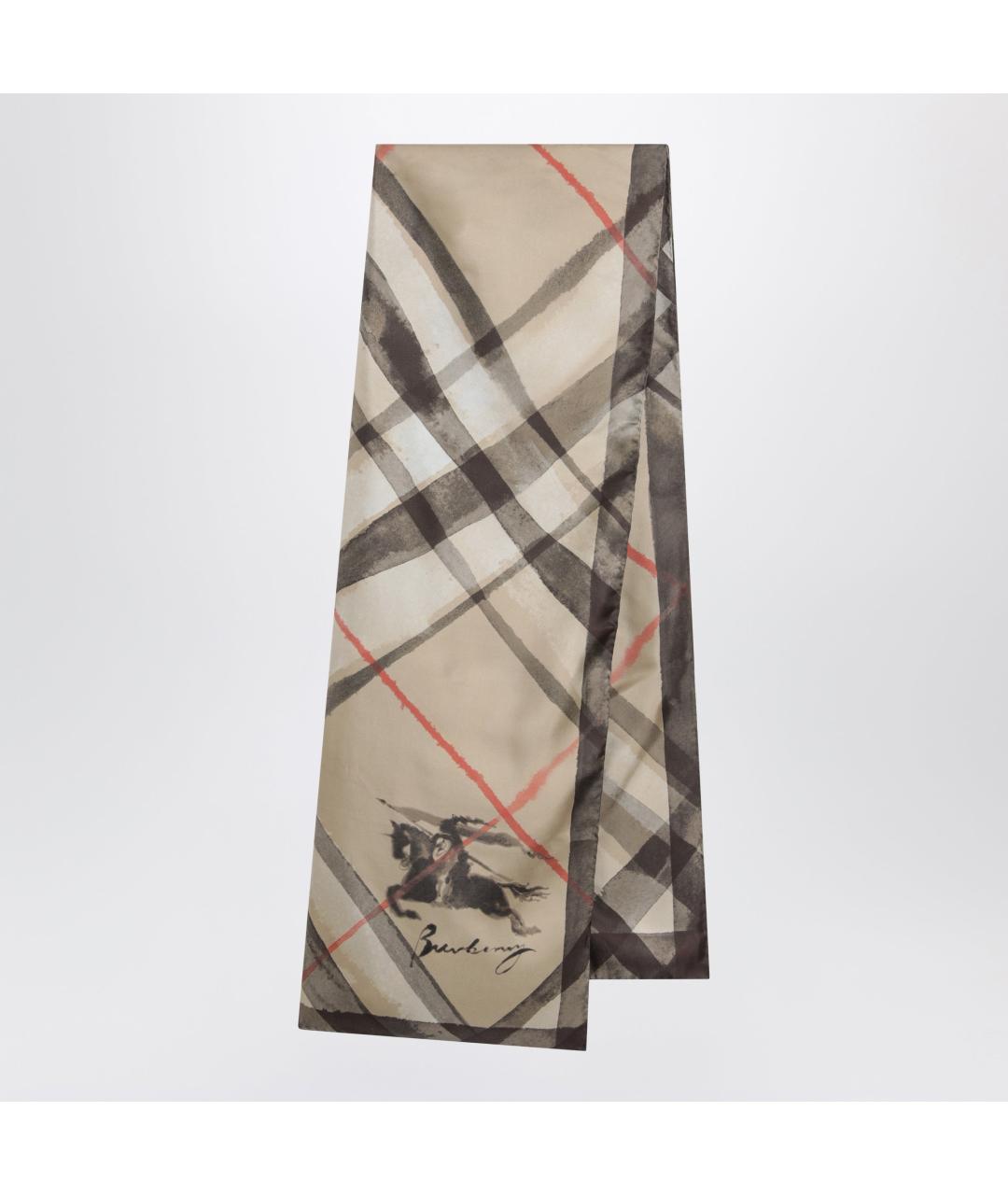 BURBERRY Бежевый шелковый шарф, фото 3