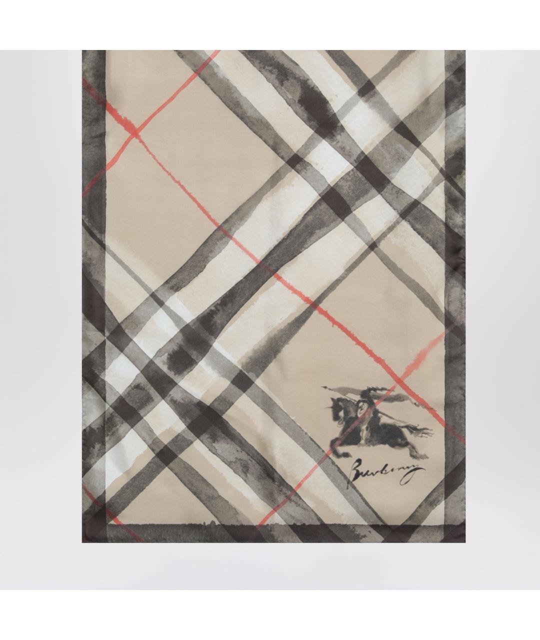 BURBERRY Бежевый шелковый шарф, фото 2