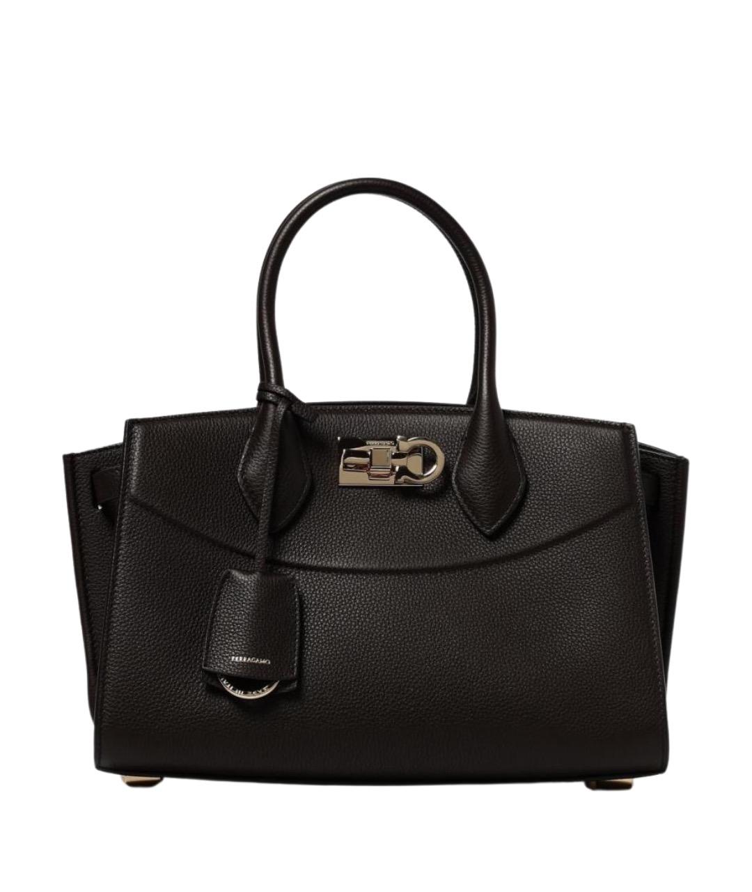 FERRAGAMO Коричневая кожаная сумка с короткими ручками, фото 1