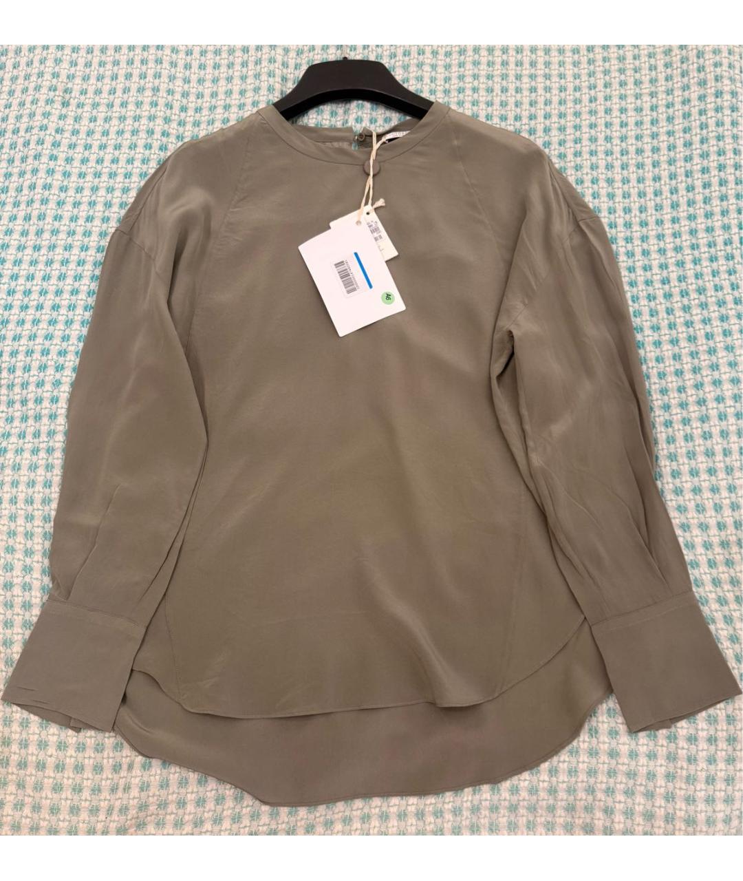 BRUNELLO CUCINELLI Хаки шелковая блузы, фото 2