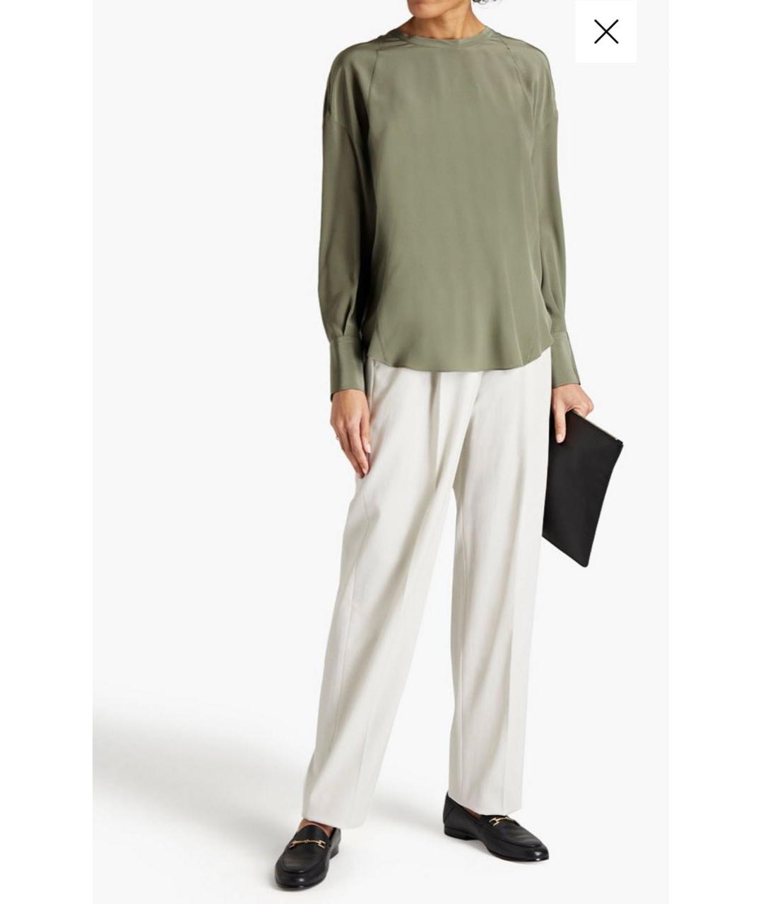 BRUNELLO CUCINELLI Хаки шелковая блузы, фото 7