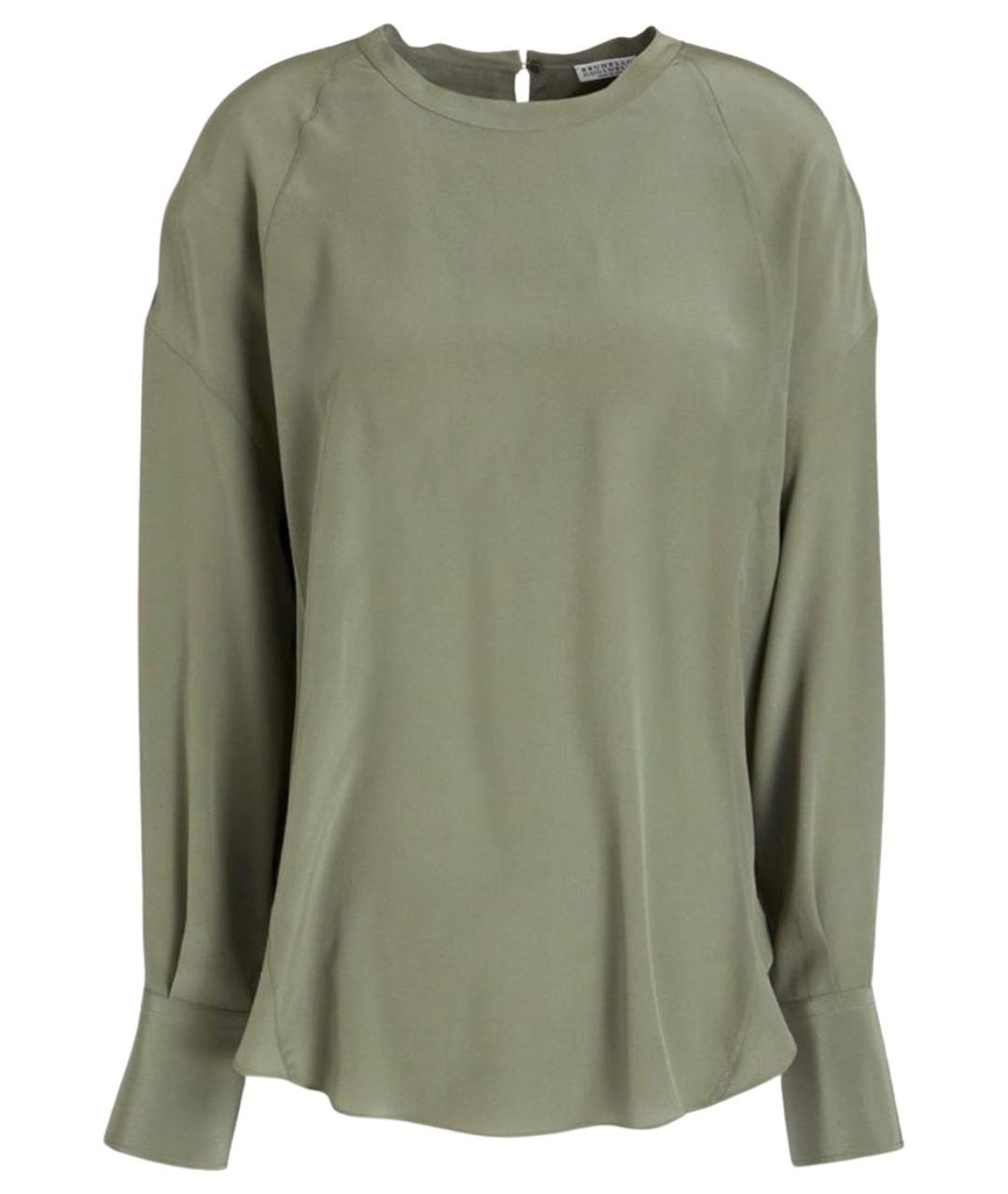 BRUNELLO CUCINELLI Хаки шелковая блузы, фото 1