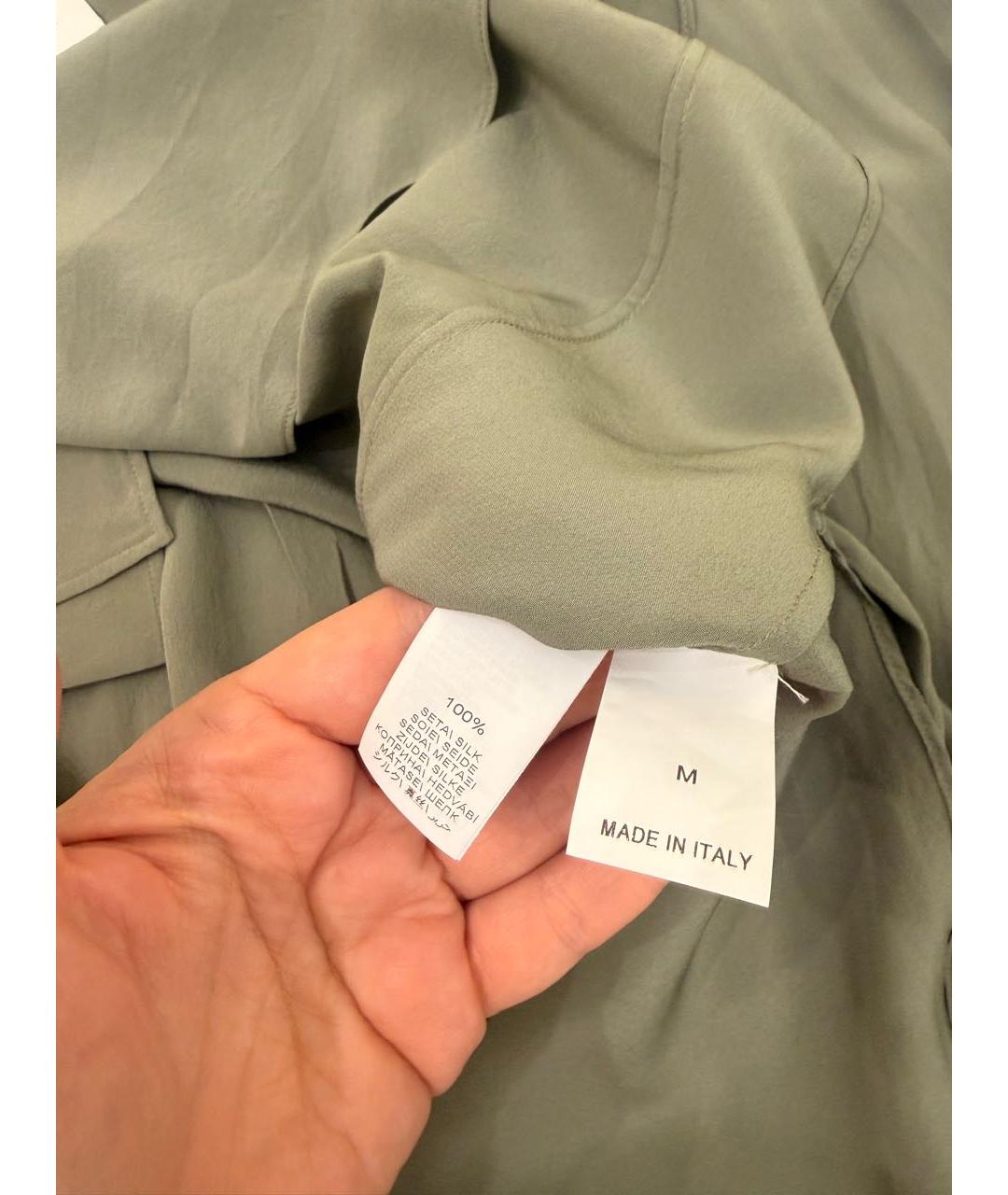 BRUNELLO CUCINELLI Хаки шелковая блузы, фото 5