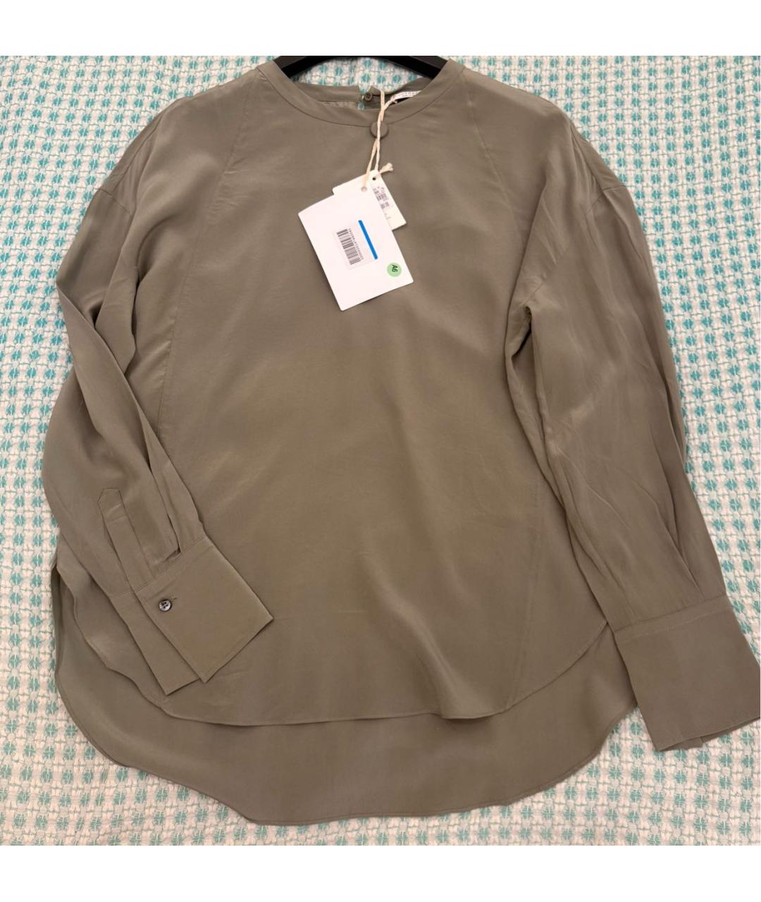 BRUNELLO CUCINELLI Хаки шелковая блузы, фото 3