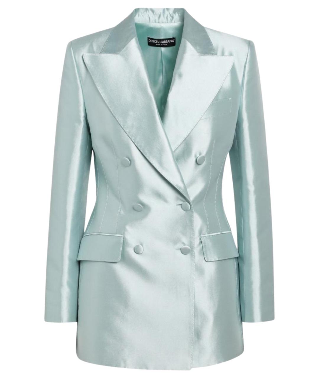 DOLCE&GABBANA Голубой шелковый жакет/пиджак, фото 1