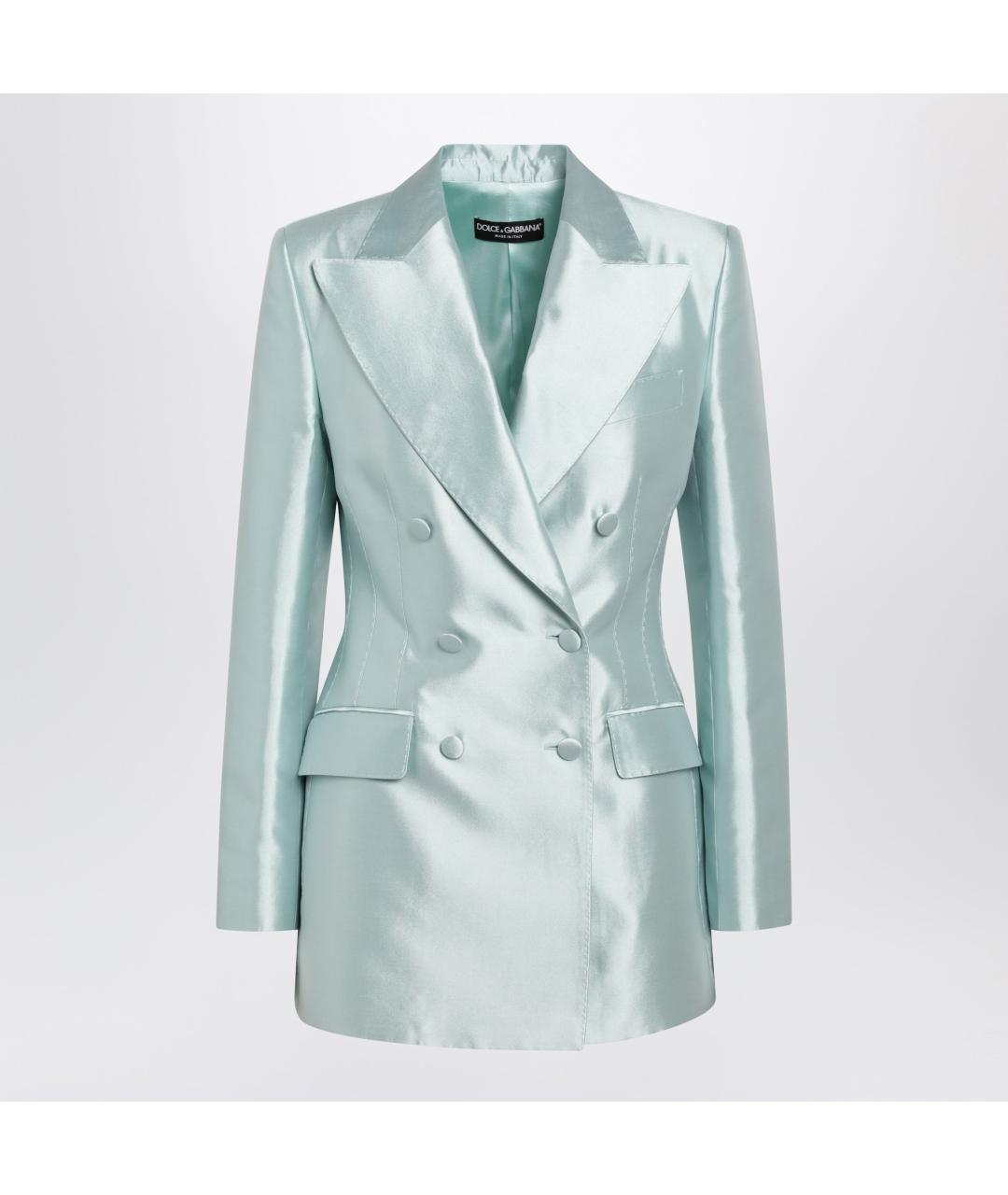 DOLCE&GABBANA Голубой шелковый жакет/пиджак, фото 3