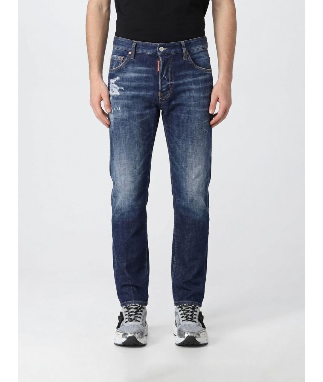 DSQUARED2 Синие хлопковые прямые джинсы, фото 5