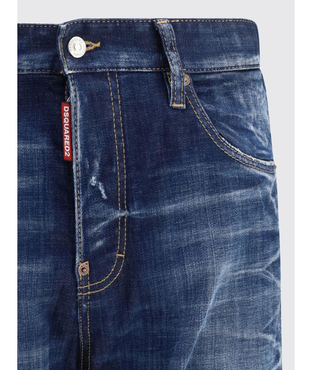 DSQUARED2 Синие хлопковые прямые джинсы, фото 4