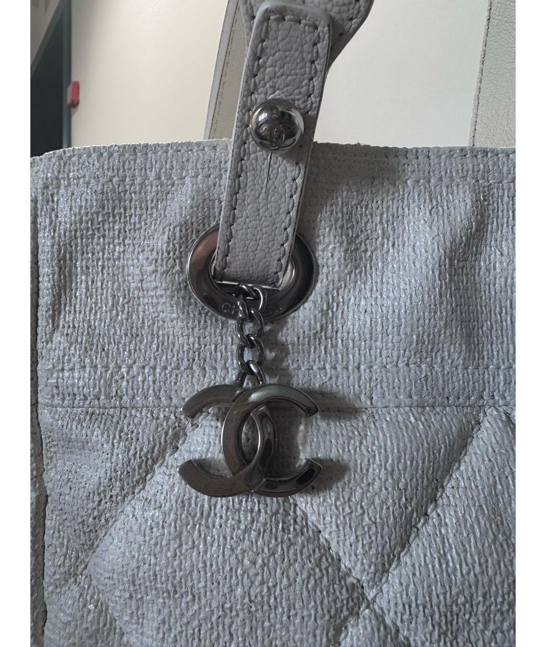 CHANEL Белая тканевая сумка тоут, фото 5
