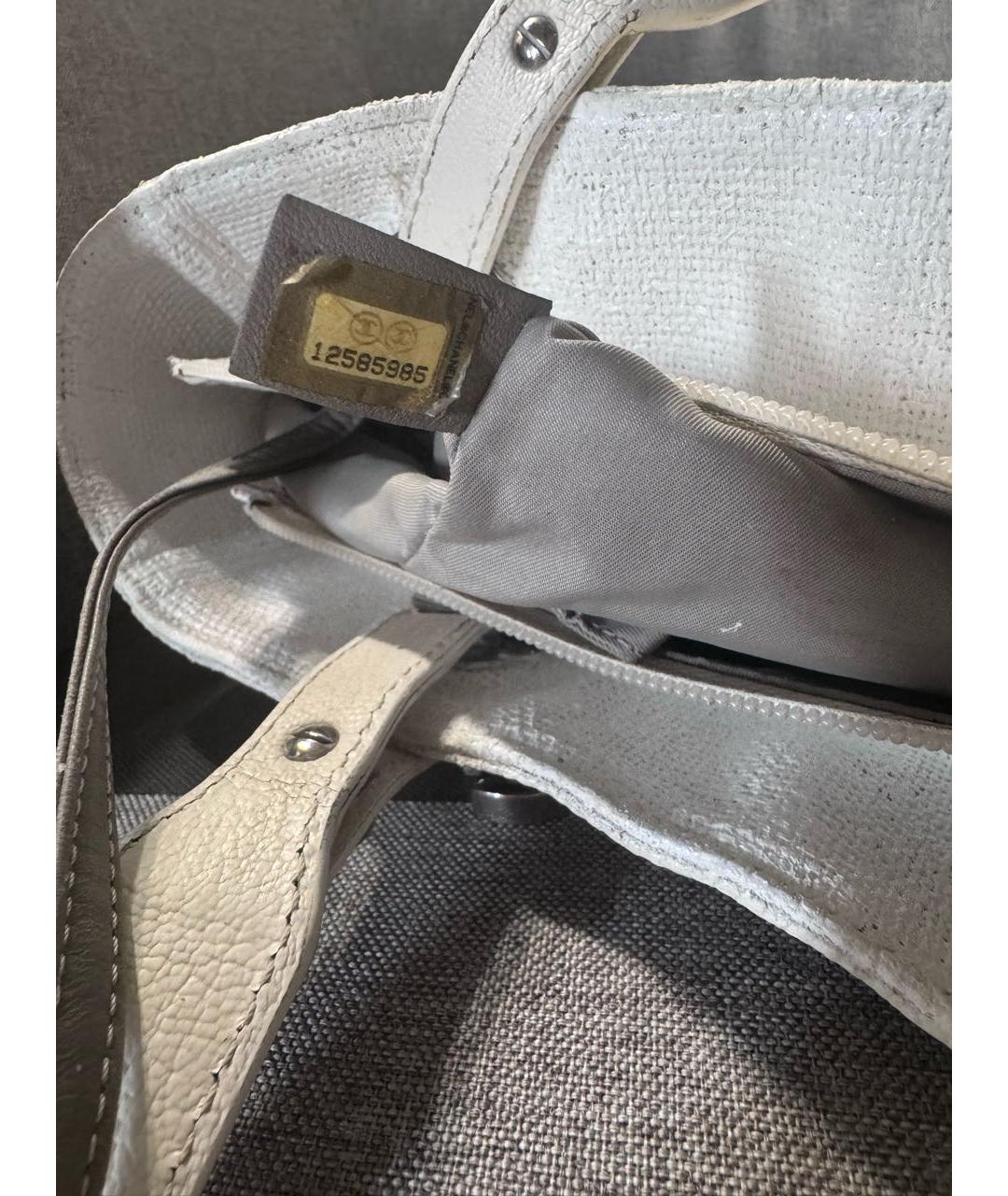 CHANEL Белая тканевая сумка тоут, фото 8