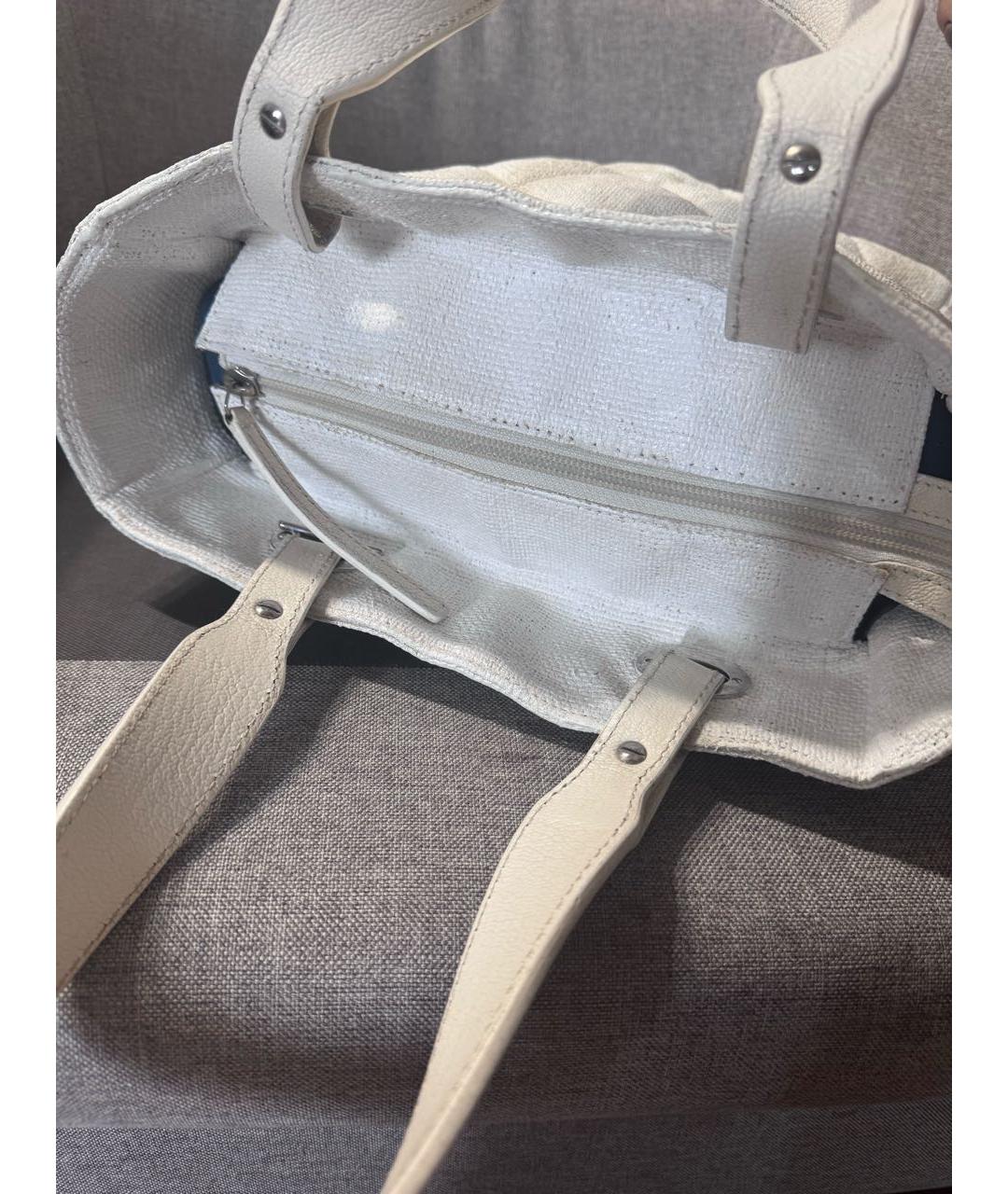 CHANEL Белая тканевая сумка тоут, фото 4