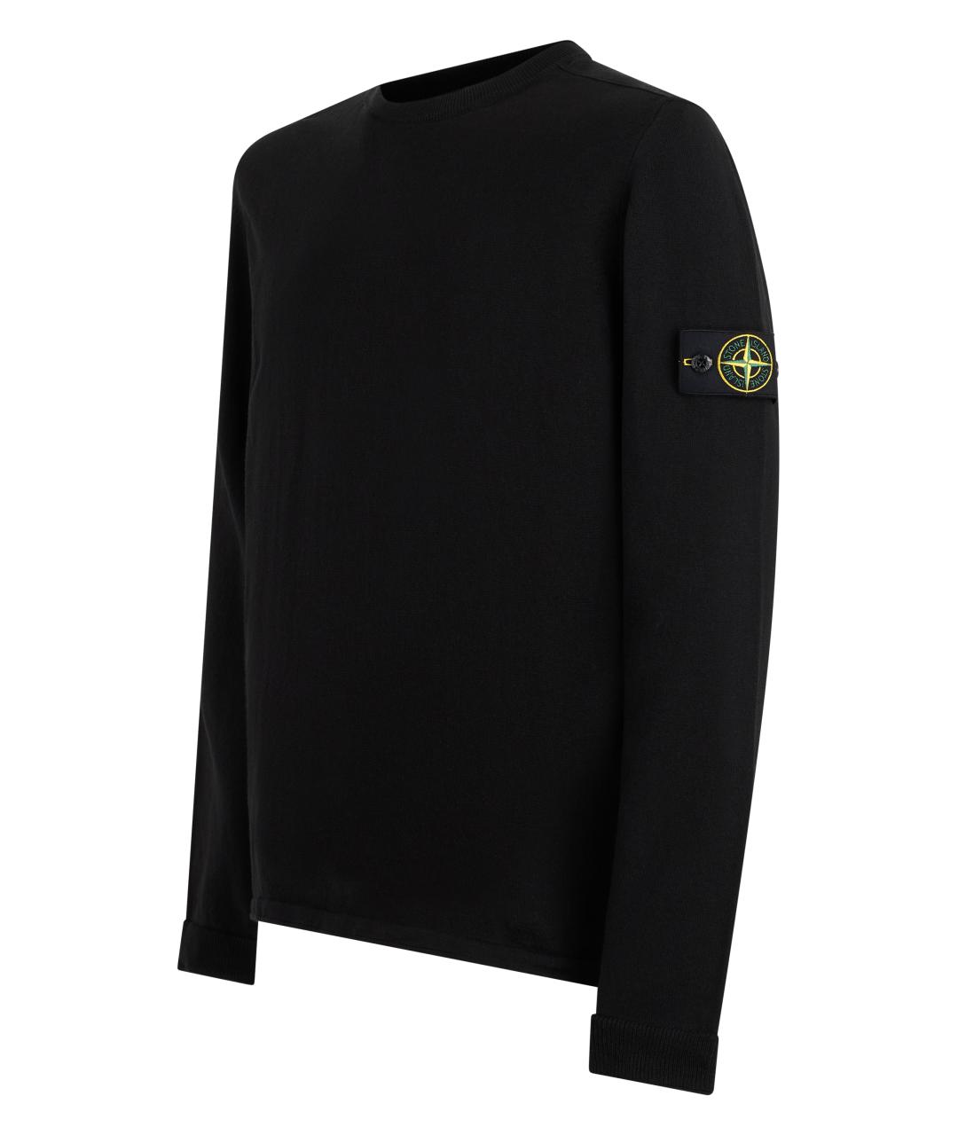 STONE ISLAND Черный хлопковый джемпер / свитер, фото 3