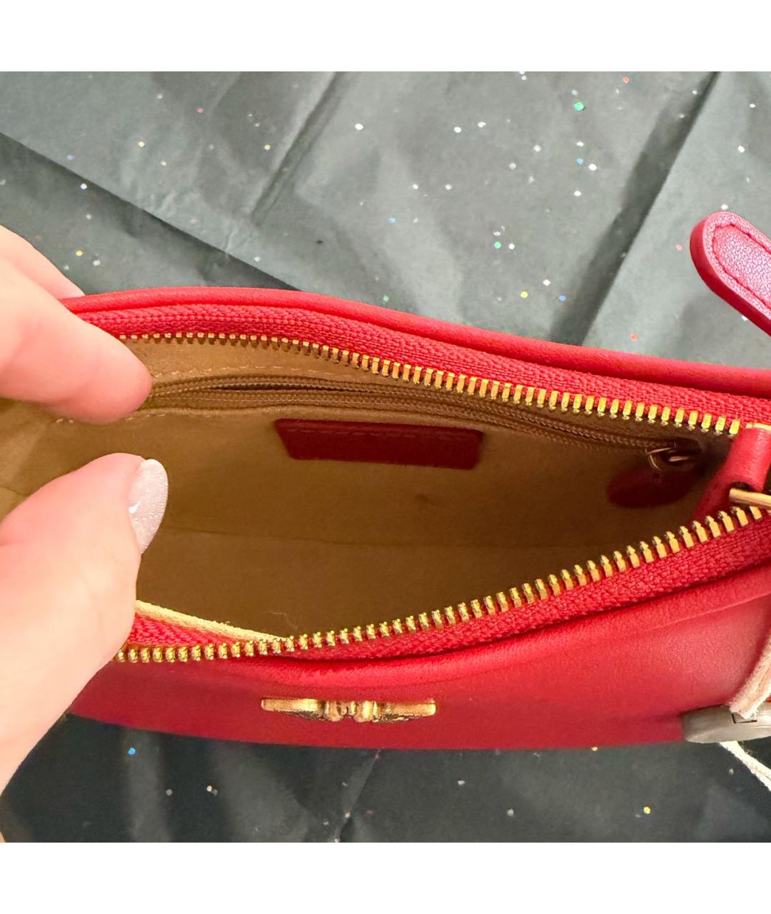 PINKO Красная кожаная сумка с короткими ручками, фото 5
