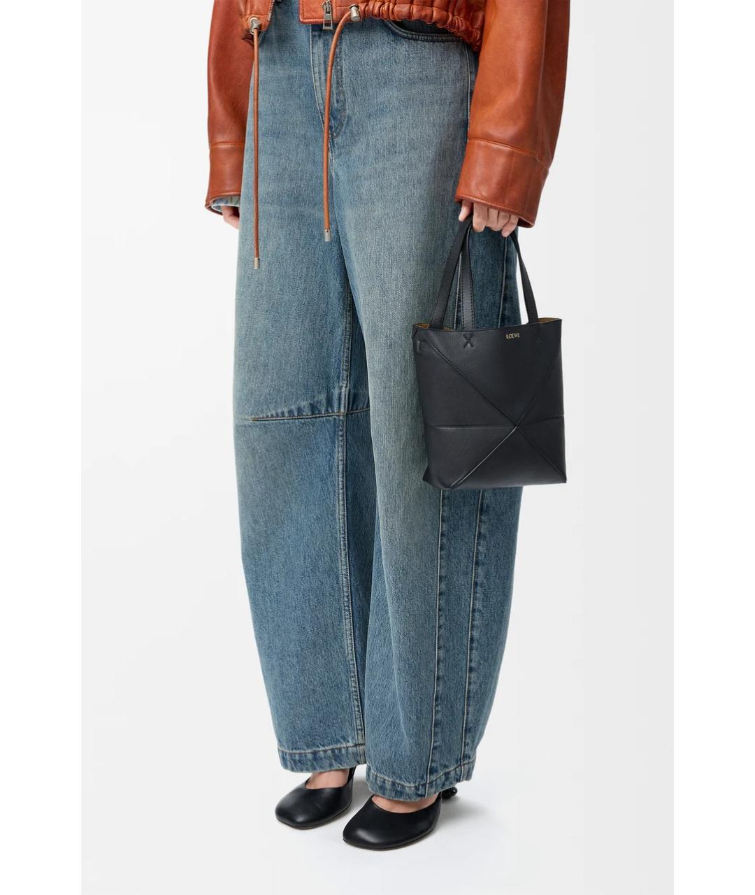 LOEWE Черная кожаная сумка тоут, фото 3