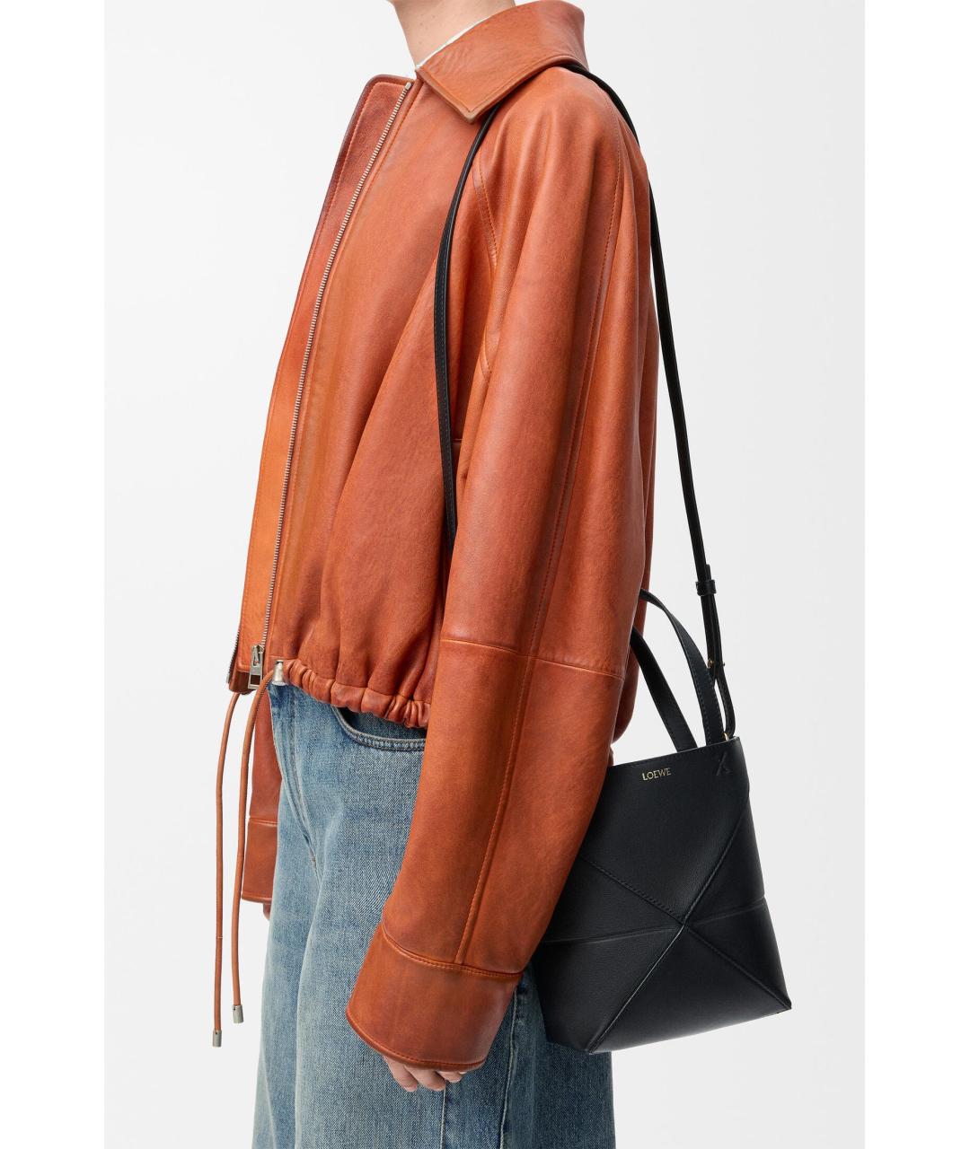 LOEWE Черная кожаная сумка тоут, фото 2