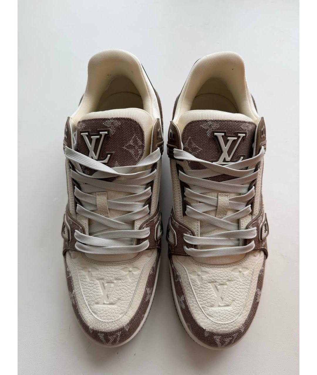 LOUIS VUITTON Бежевые кожаные низкие кроссовки / кеды, фото 3