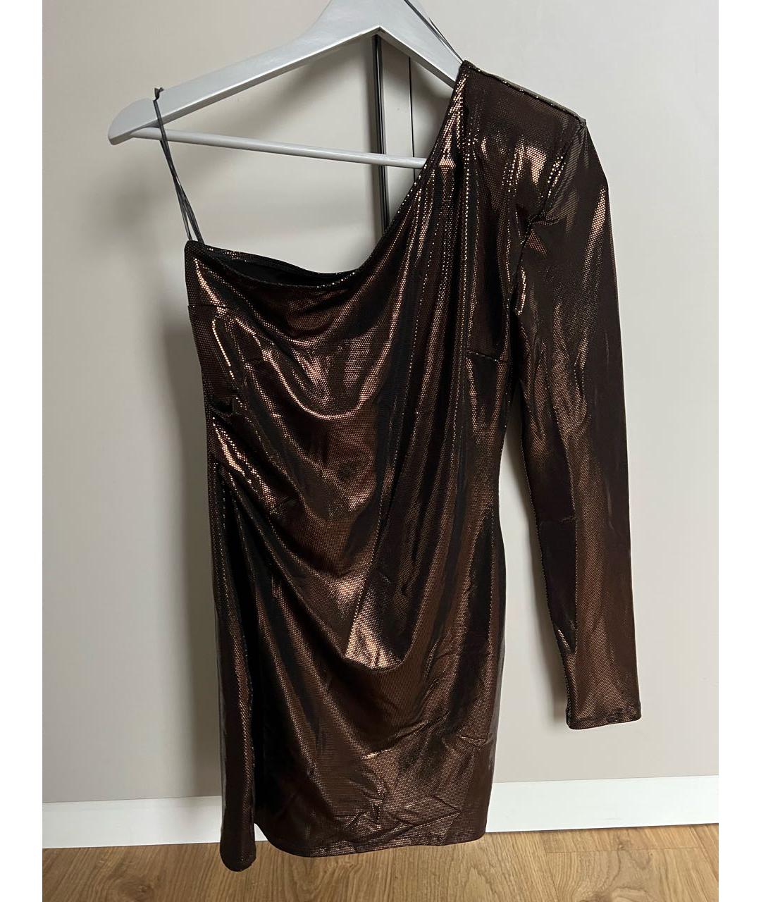 PATRIZIA PEPE Коричневое ацетатное вечернее платье, фото 2