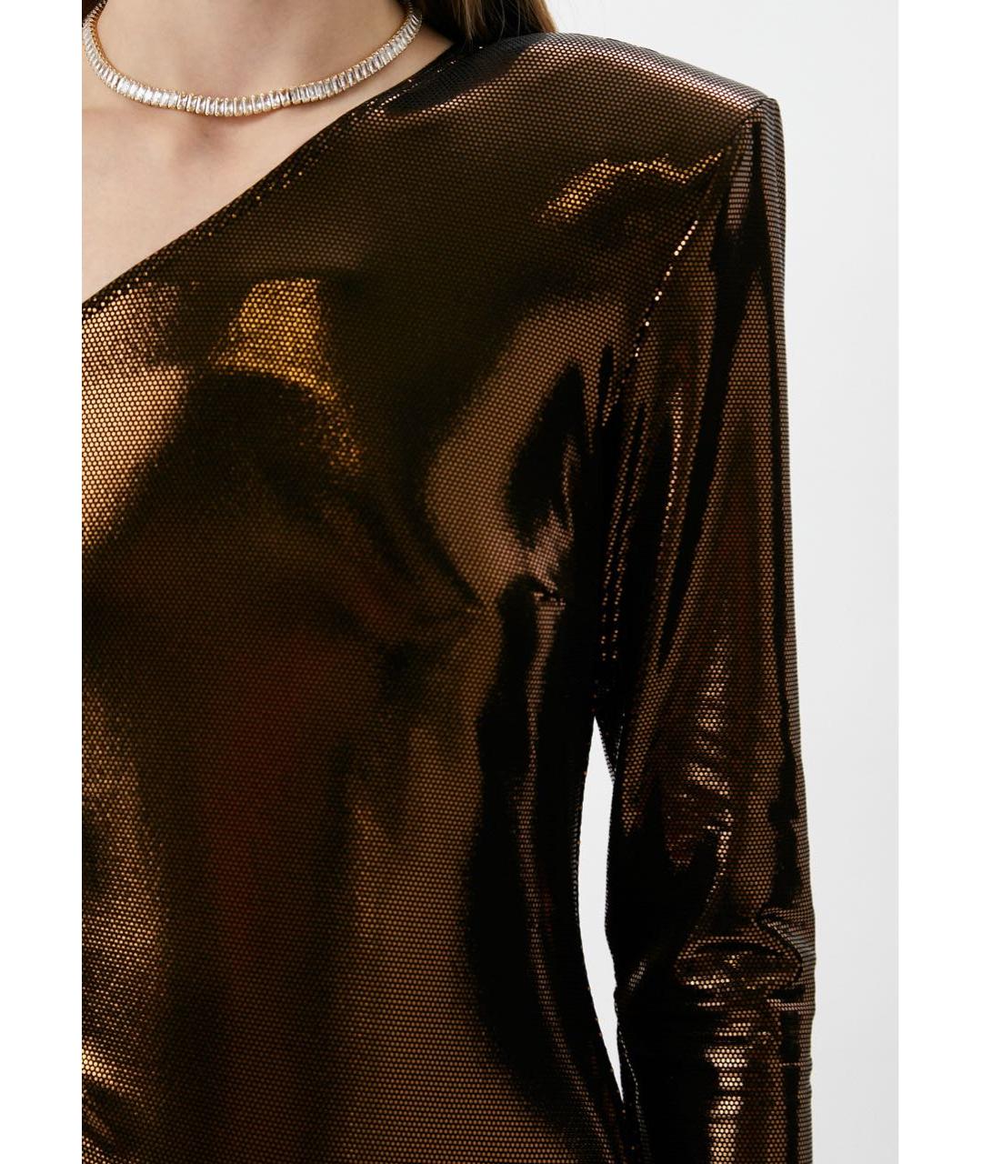 PATRIZIA PEPE Коричневое ацетатное вечернее платье, фото 8