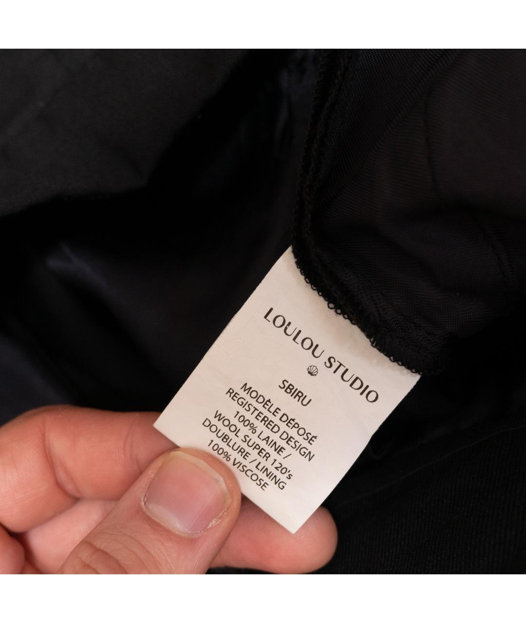 LOULOU STUDIO Черные шерстяные брюки широкие, фото 8