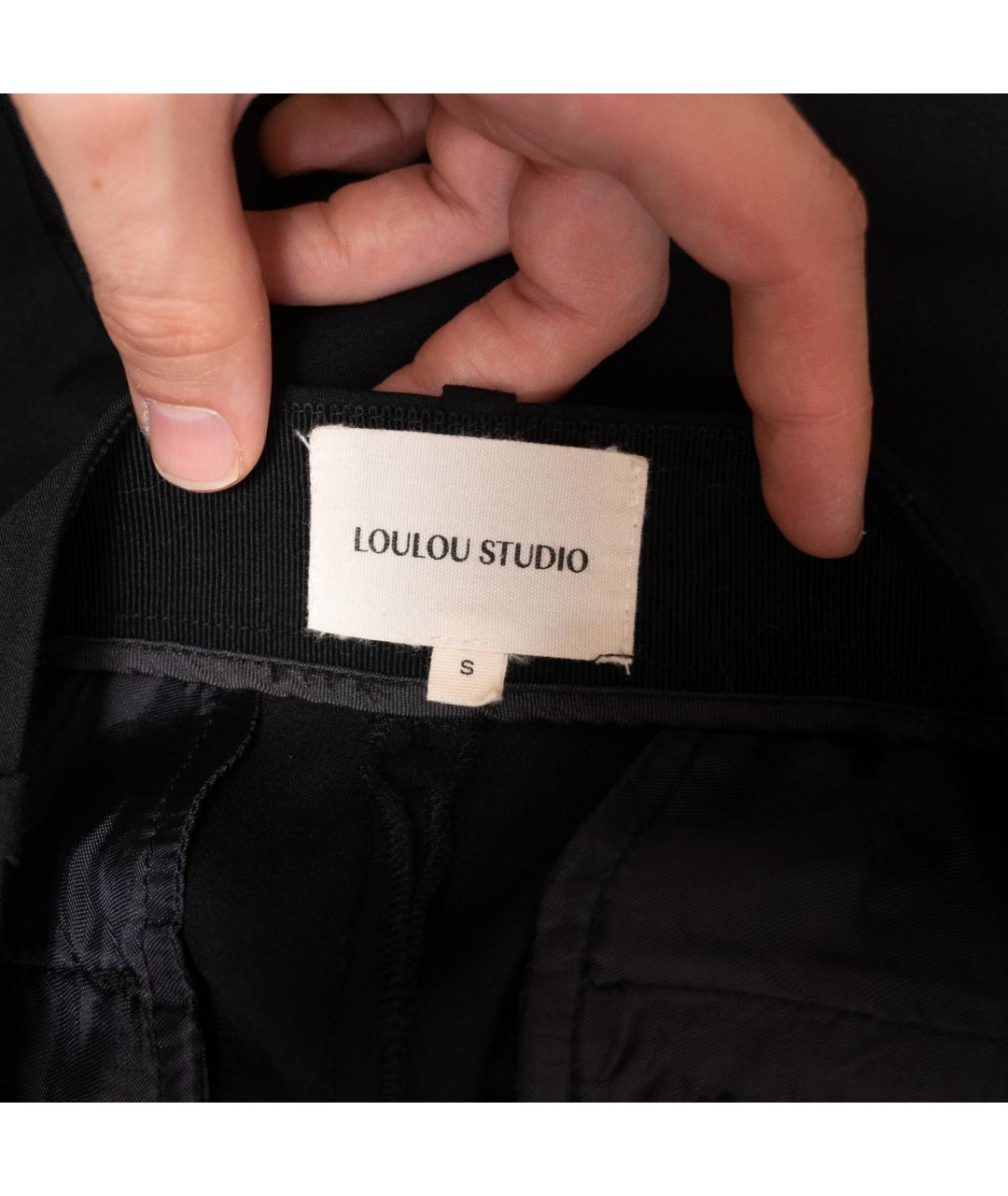 LOULOU STUDIO Черные шерстяные брюки широкие, фото 3
