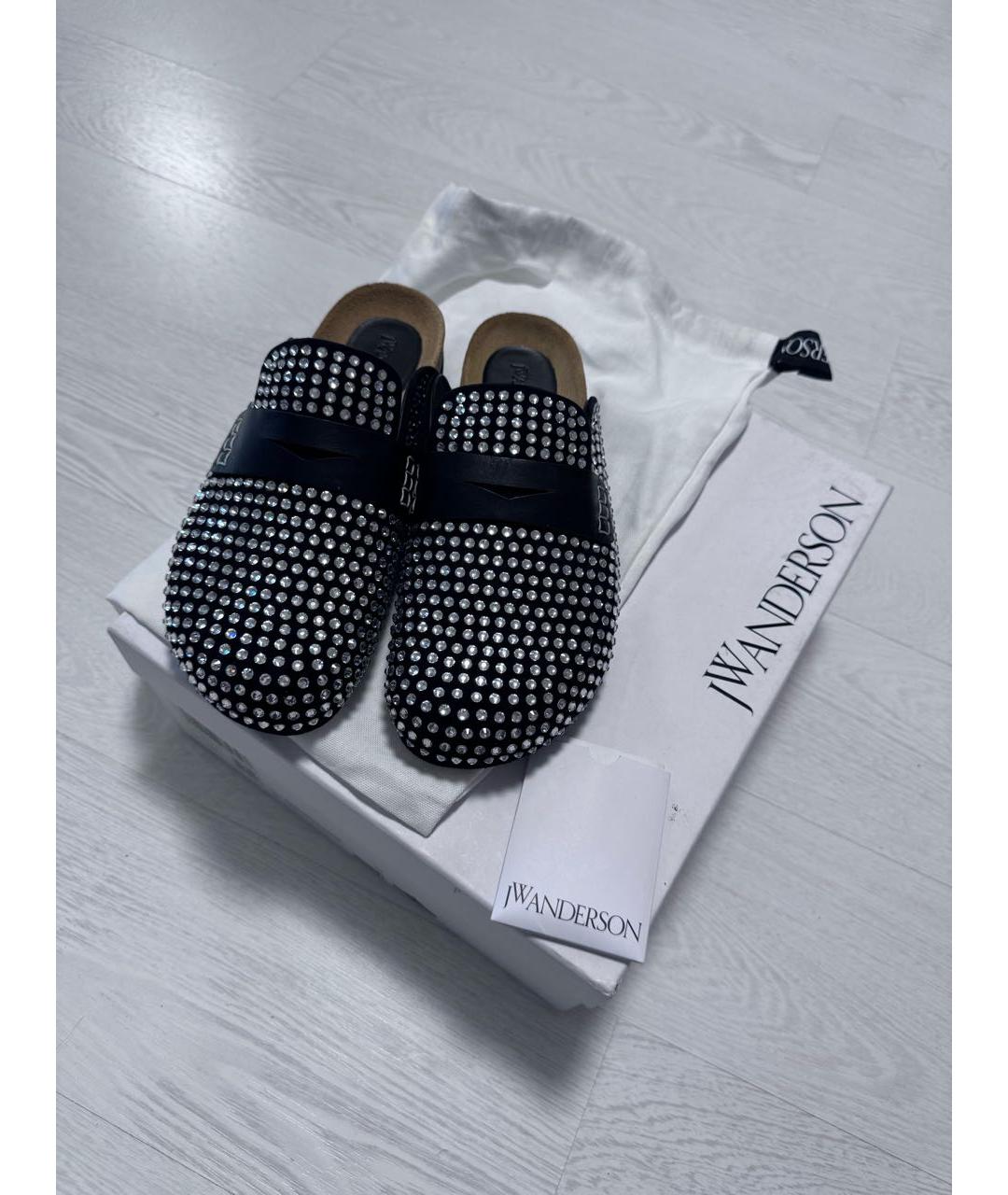 J.W.ANDERSON Черные кожаные сабо, фото 7
