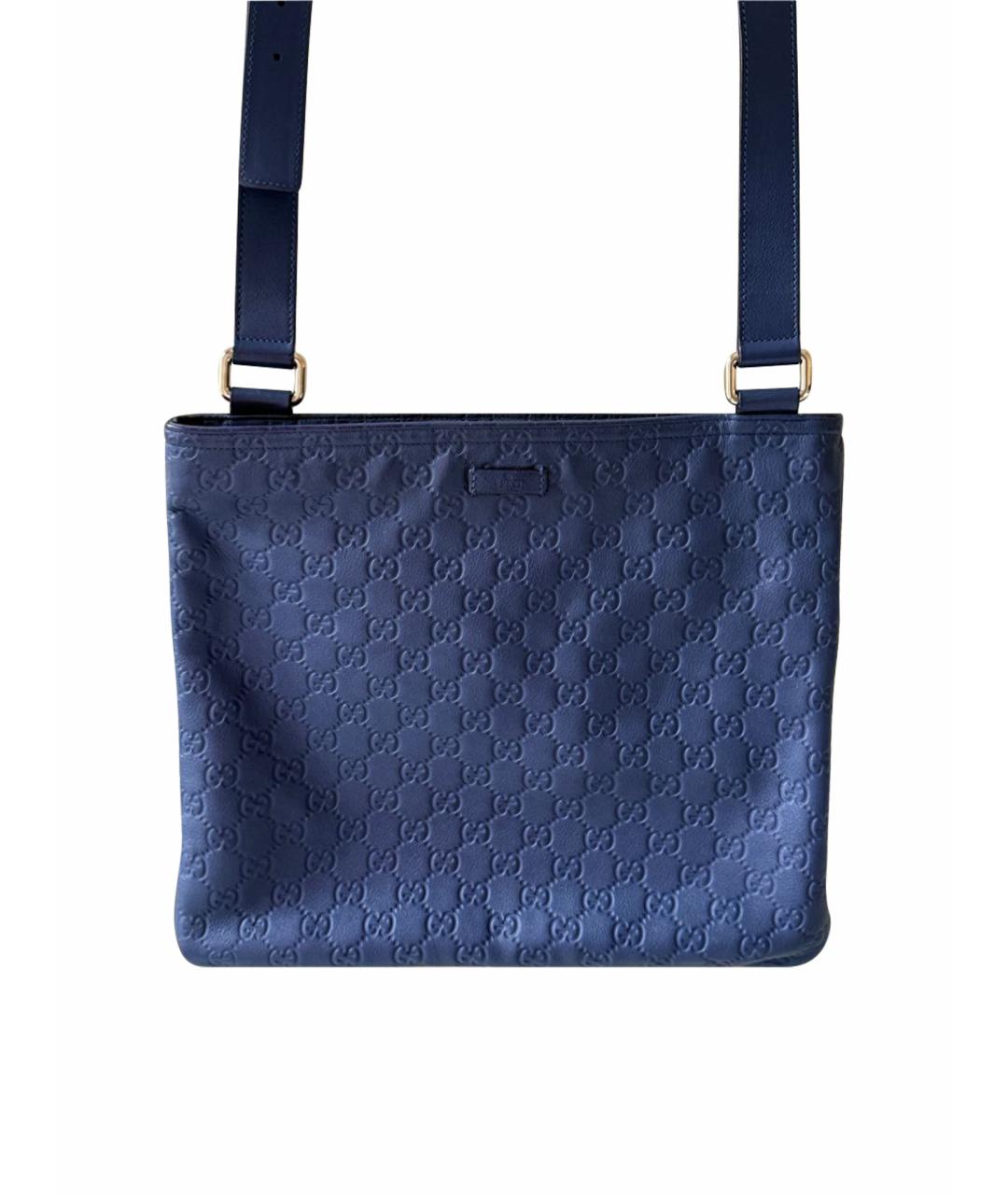 GUCCI Синяя кожаная сумка на плечо, фото 1
