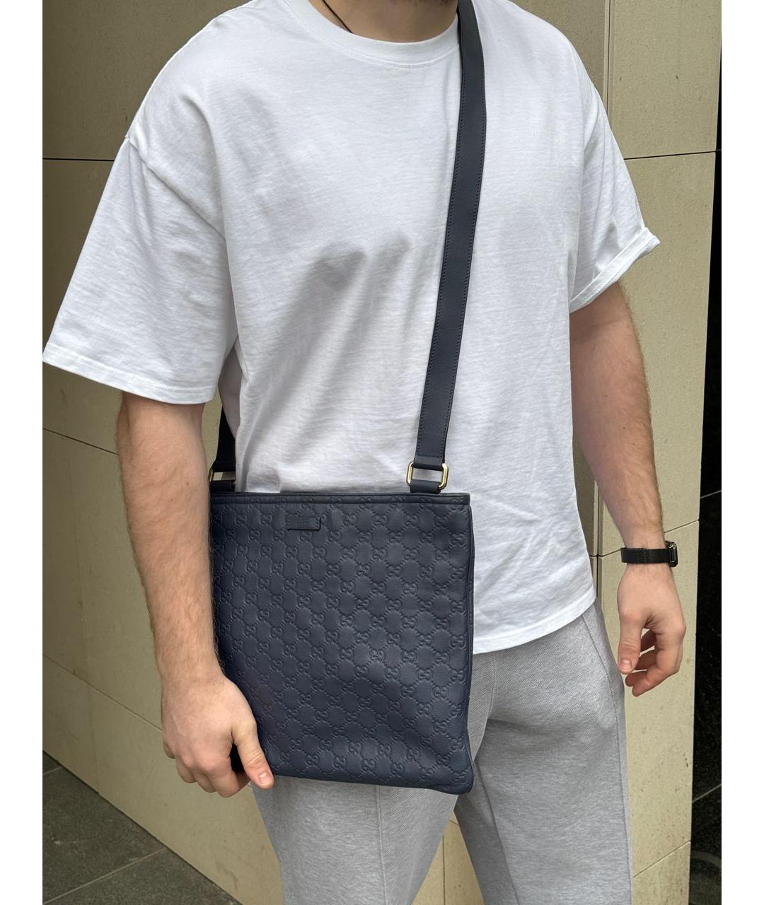 GUCCI Синяя кожаная сумка на плечо, фото 7