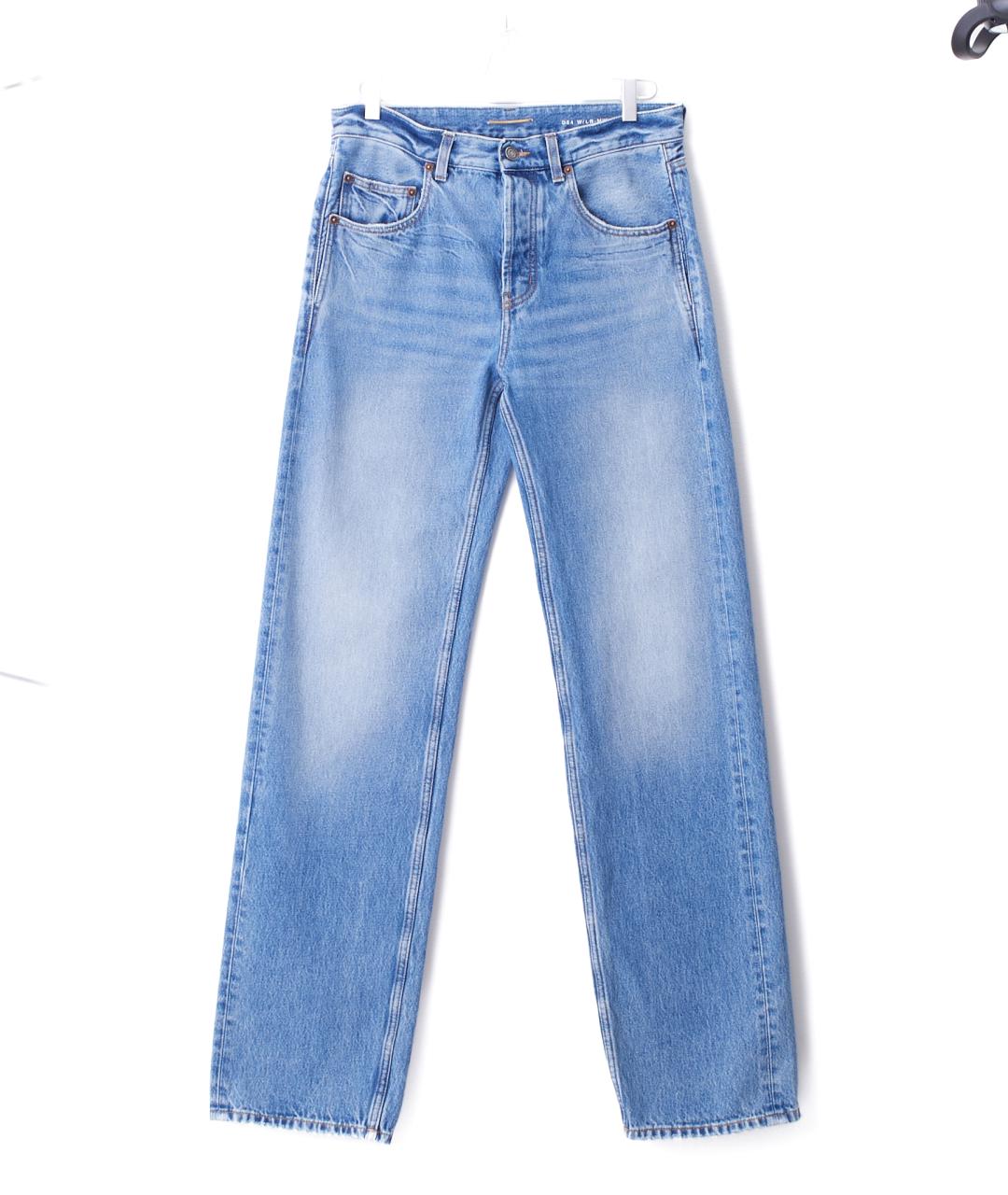 SAINT LAURENT Голубые хлопковые прямые джинсы, фото 7