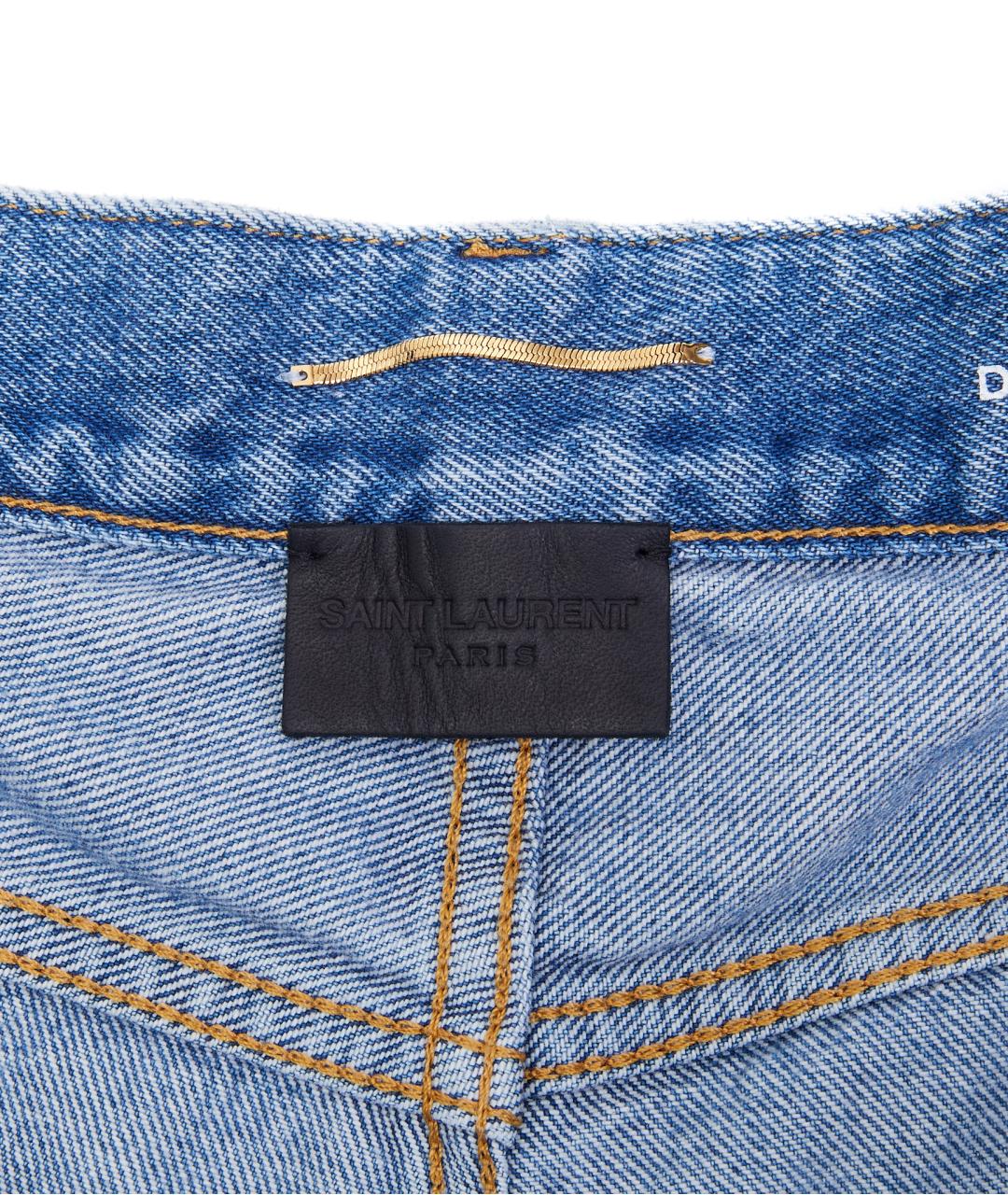 SAINT LAURENT Голубые хлопковые прямые джинсы, фото 3