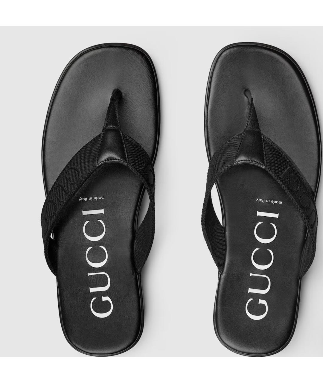 GUCCI Черные текстильные шлепанцы, фото 4