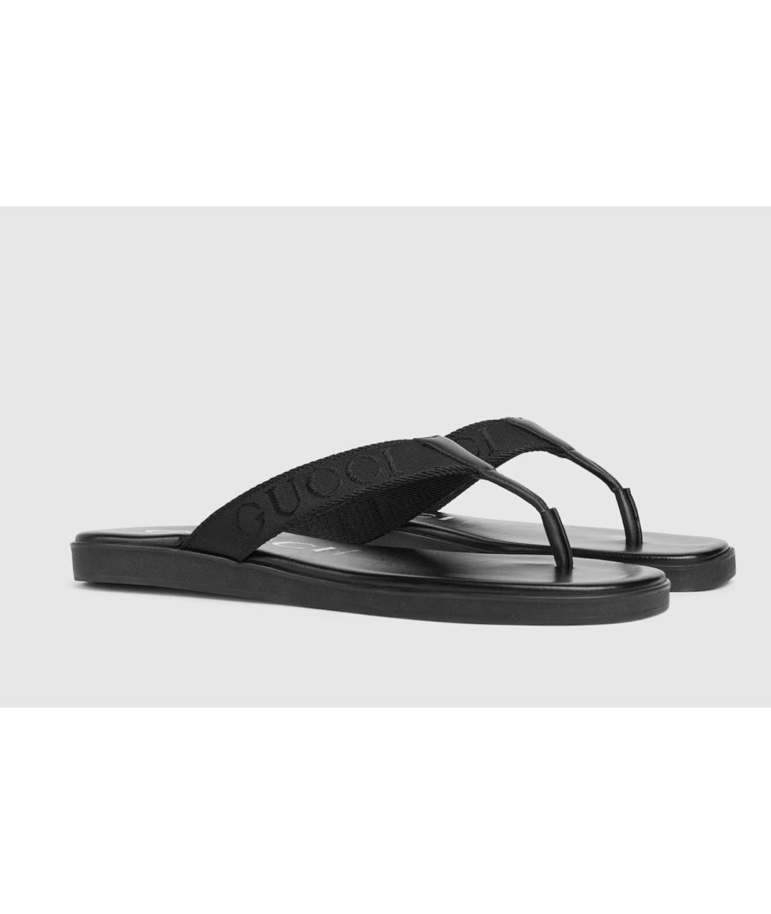 GUCCI Черные текстильные шлепанцы, фото 2
