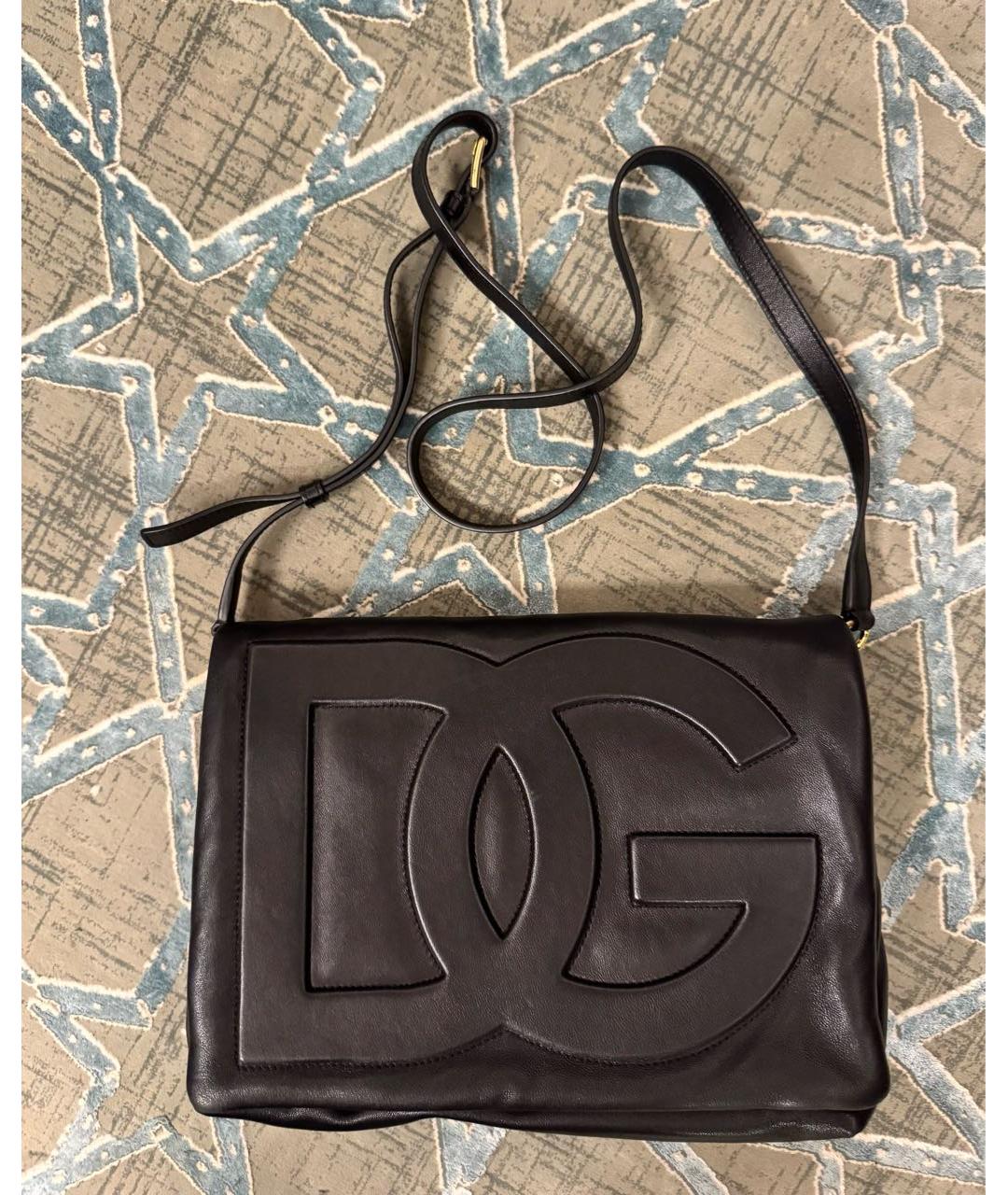 DOLCE&GABBANA Черная кожаная сумка через плечо, фото 8