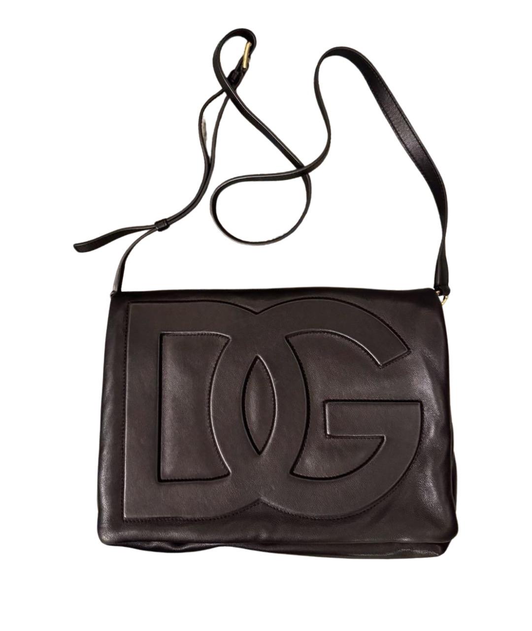 DOLCE&GABBANA Черная кожаная сумка через плечо, фото 1